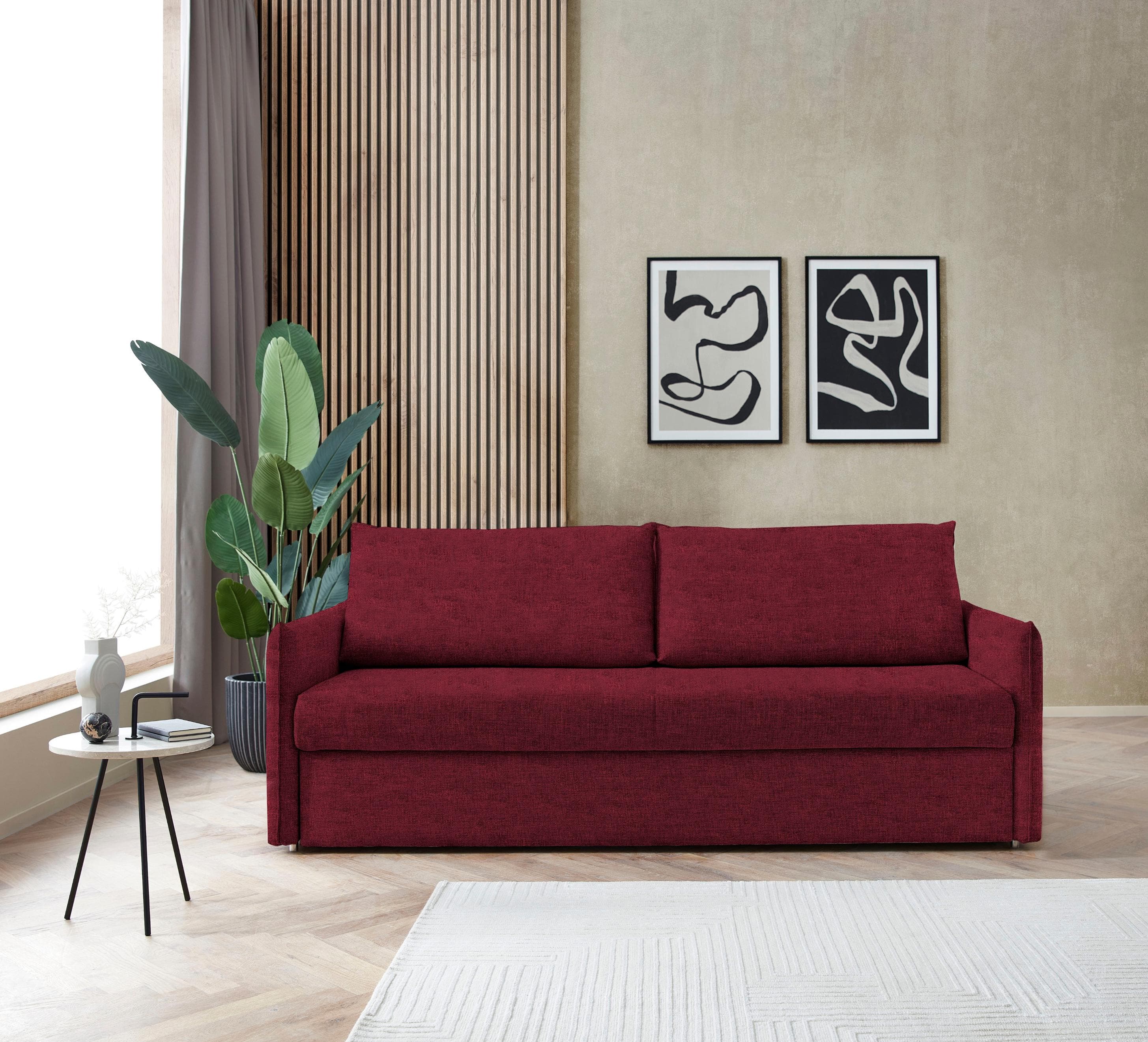 Schlafsofa BALI Pisa Rot mit 3 Matratzenarten und Lattenrost