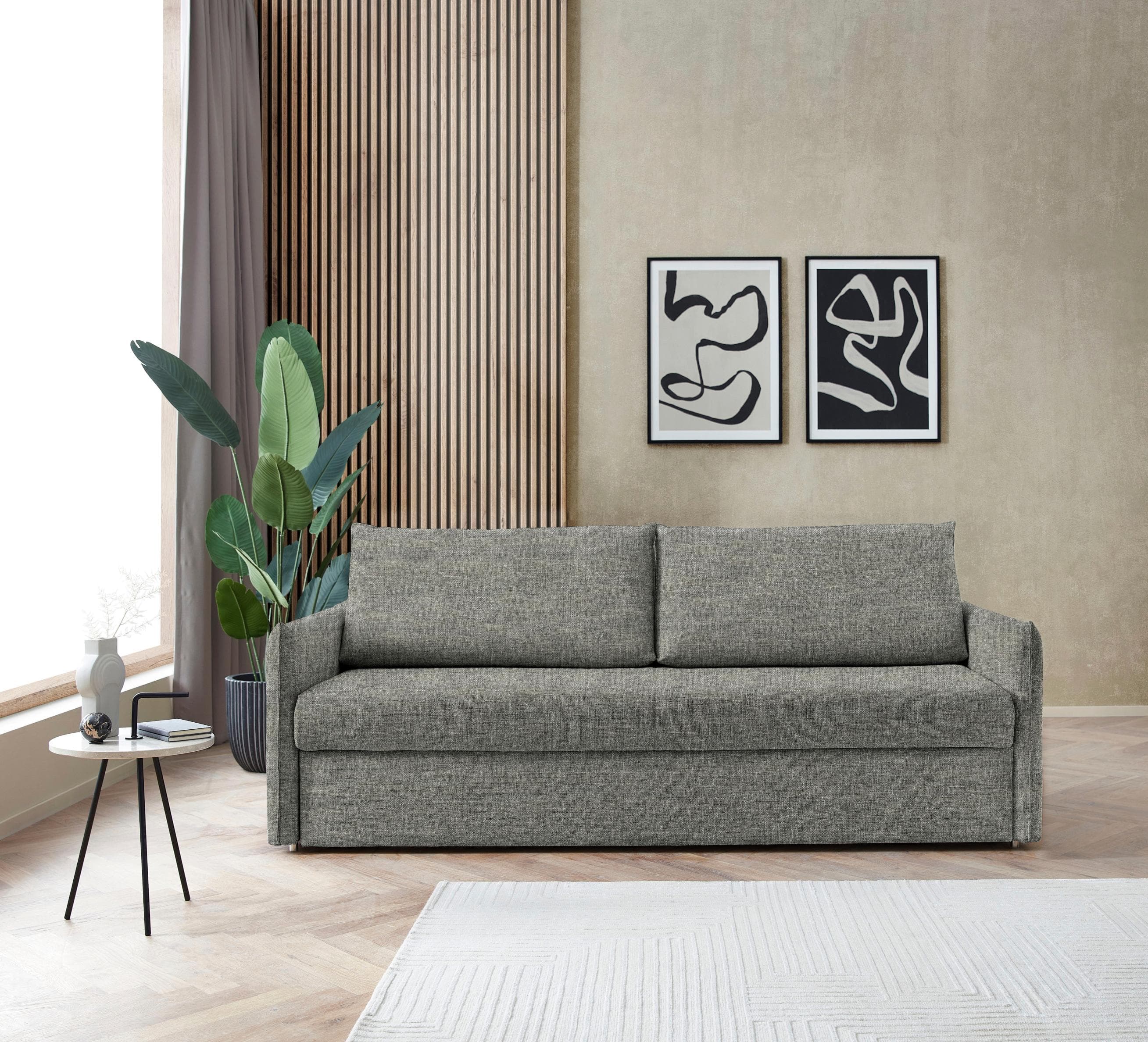Schlafsofa BALI Pisa Grau mit 3 Matratzenarten und Lattenrost