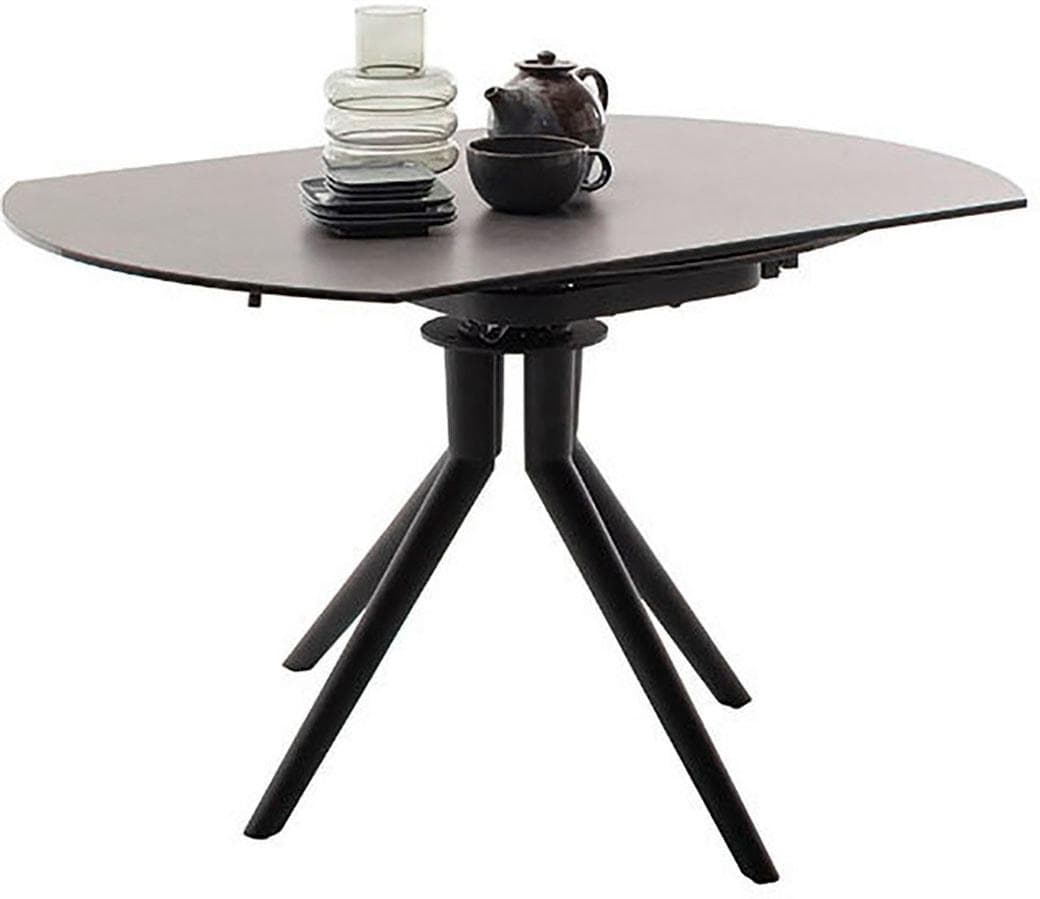 Ausziehbarer Esstisch aus Metall und Keramik in Schwarz Matt