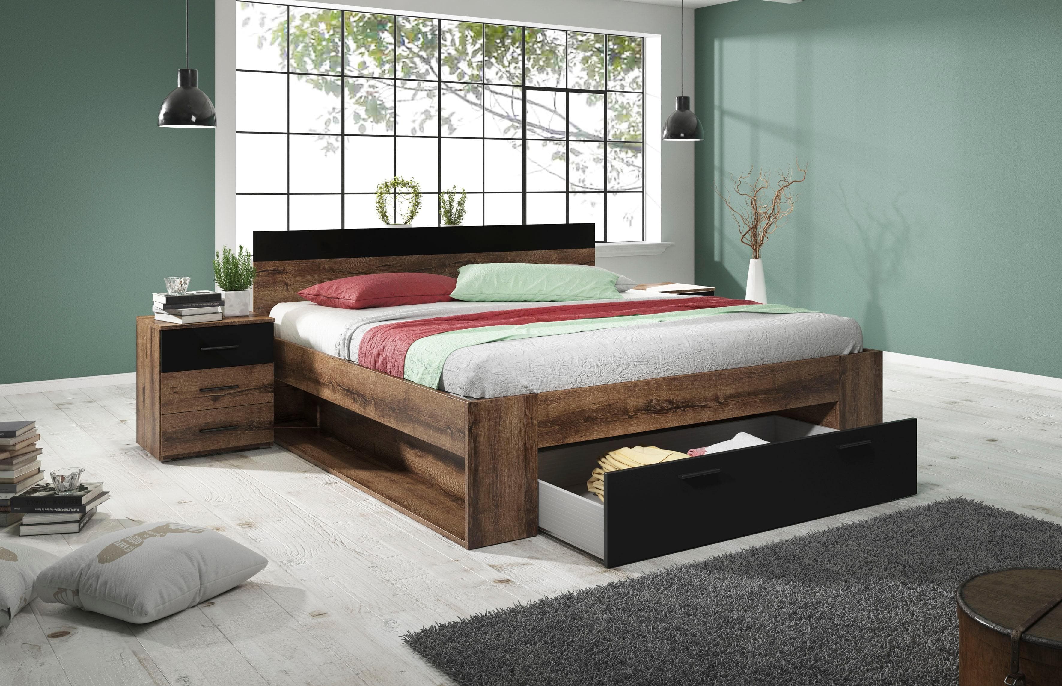 INOSIGN Beta Stauraumbett mit Schublade und Fächern