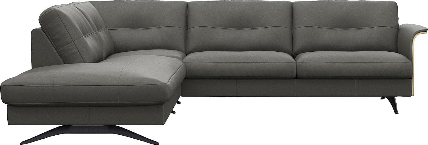 FLEXLUX Ecksofa Glow L-Form Grau 100% Echteder Skandinavisch