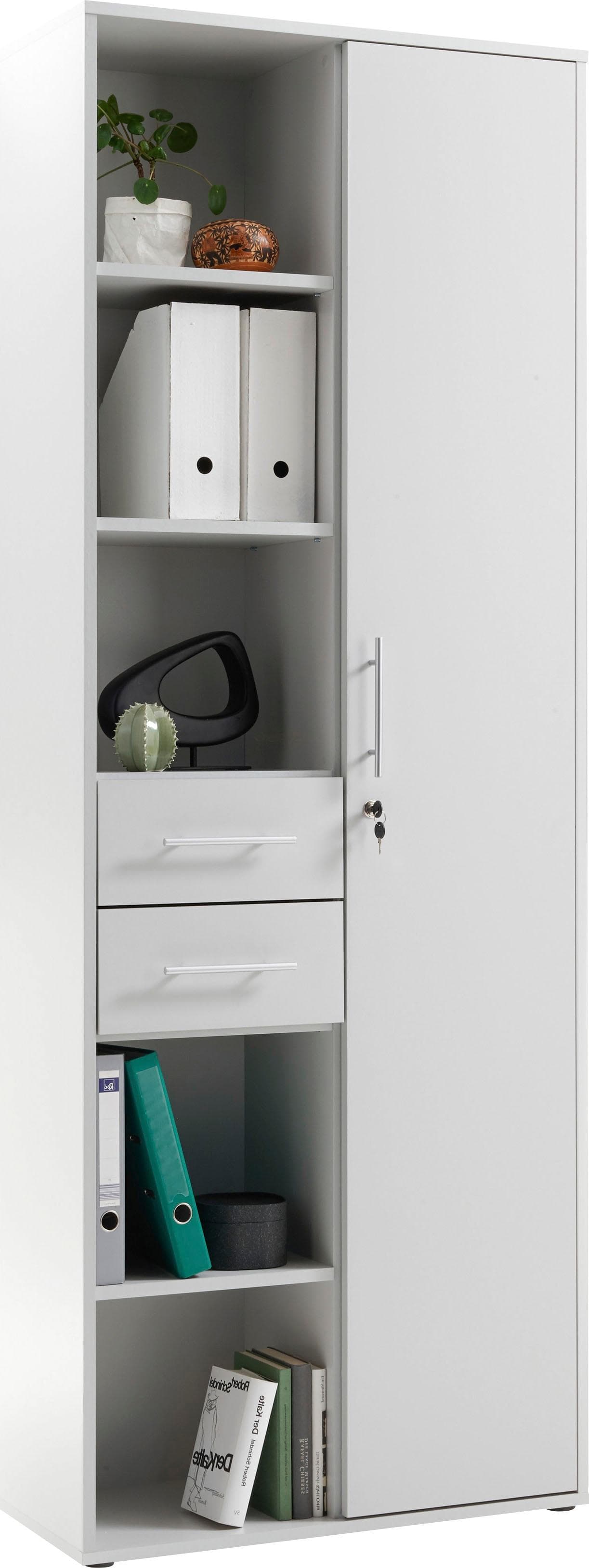 Abschließbarer Büroschrank mit Tür und Schubladen | 5 Ablagefächer