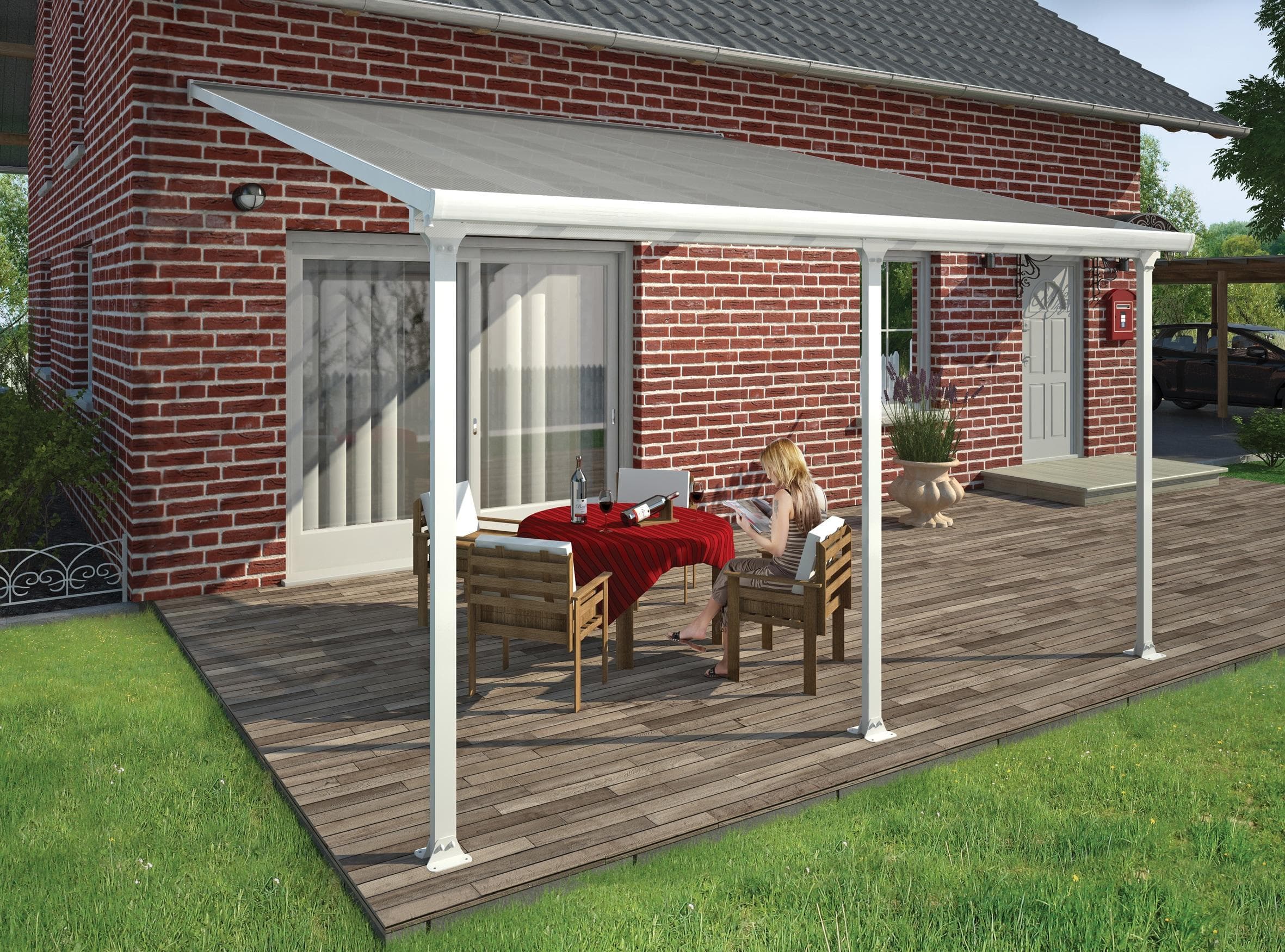 Palram Canopia Feria Terrassenüberdachung 4x4m Weiß Polycarbonat Aluminium