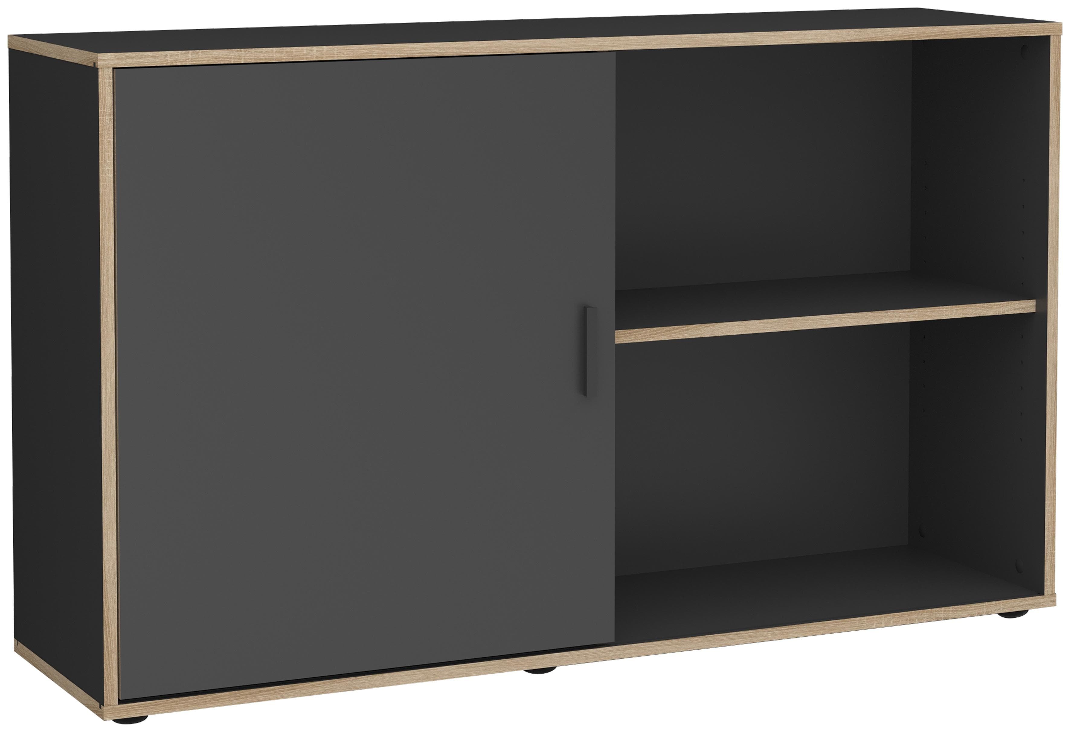 Schiebetürenschrank Anthrazit-Eiche mit eleganter Kante