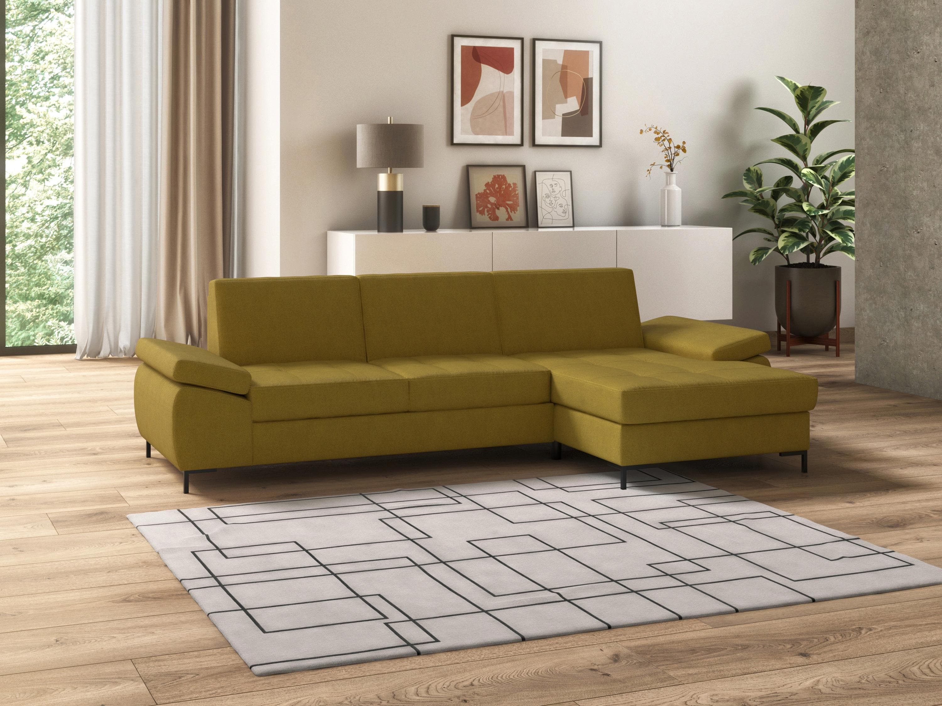 DOMO COLLECTION Ecksofa Capelo L-Form Senfgelb mit Armteilverstellung
