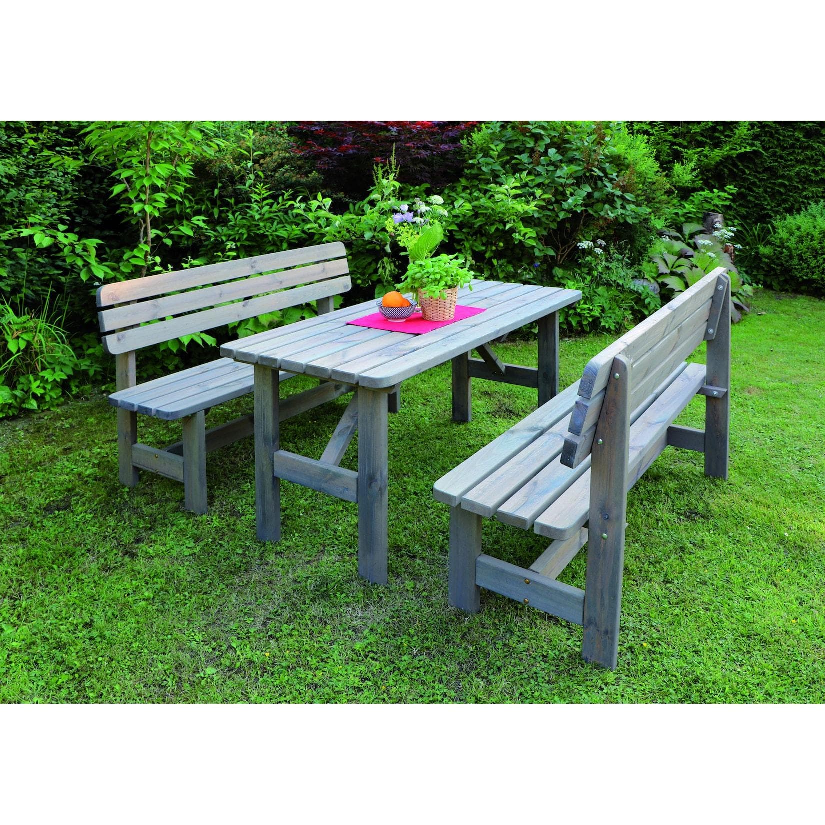 Promadino Holz-Garnitur Summer grau Gartenmöbel-Set 3-tlg. FSC-zertifiziertes Nadelholz