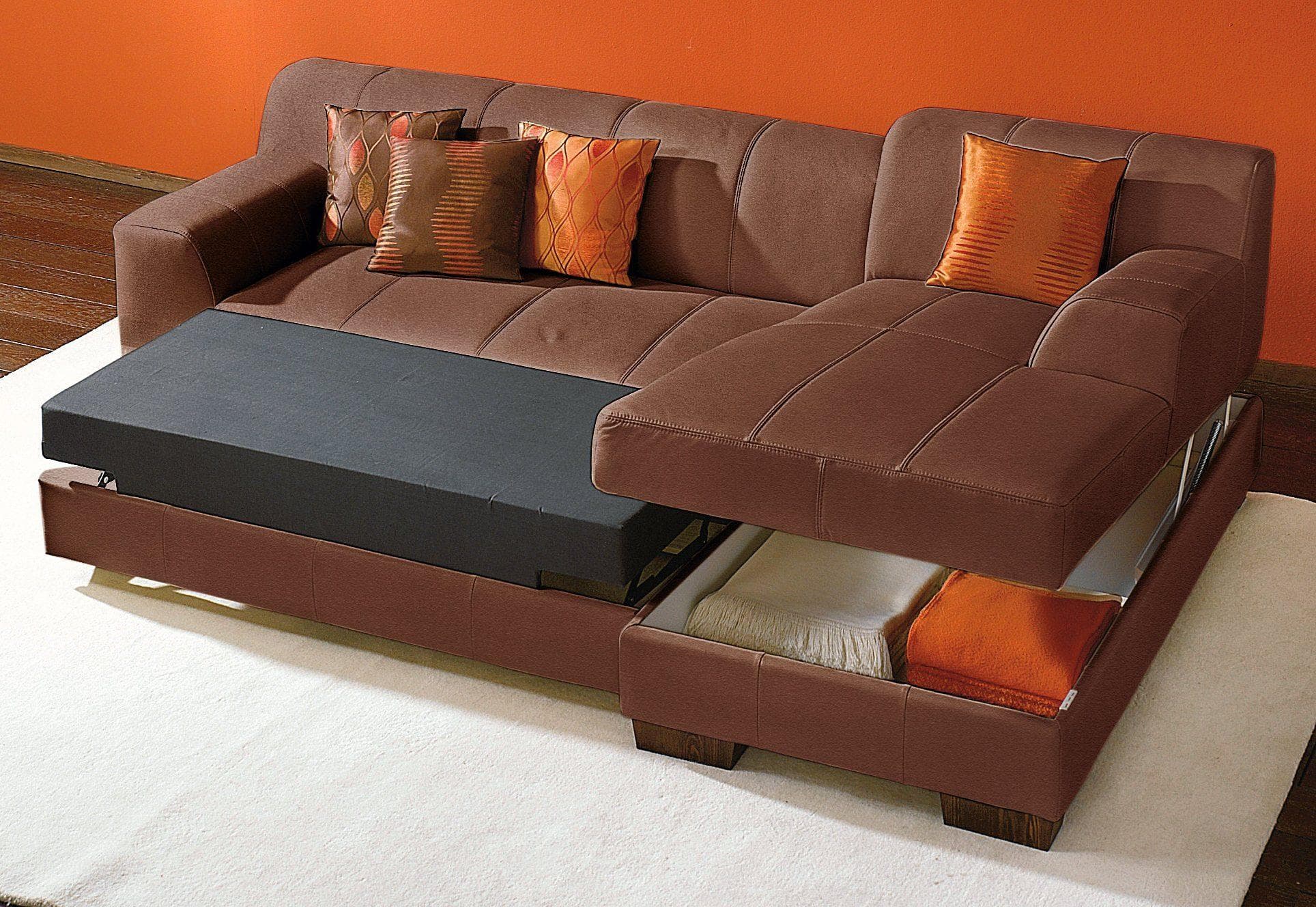 Home Affaire Ecksofa Falk L-Form Mocca mit Bettfunktion