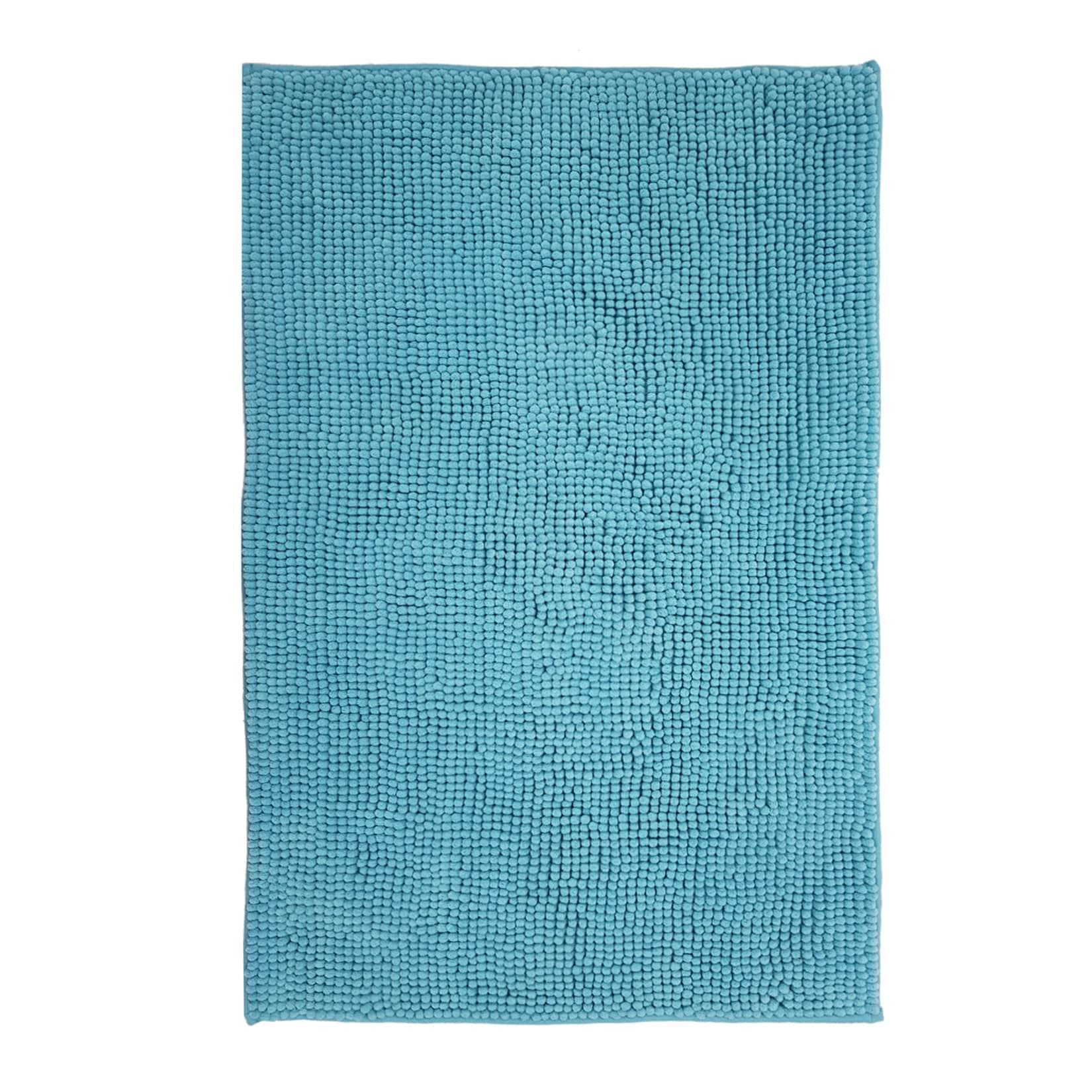 NYVI Badematte NYVISpa Chenille Rechteckig - Badezimmerteppich Rutschfest, Saugfähig, Schnell Trocknend, Fußbodenheizung geeignet, Waschbar, Weich Farbe Aqua