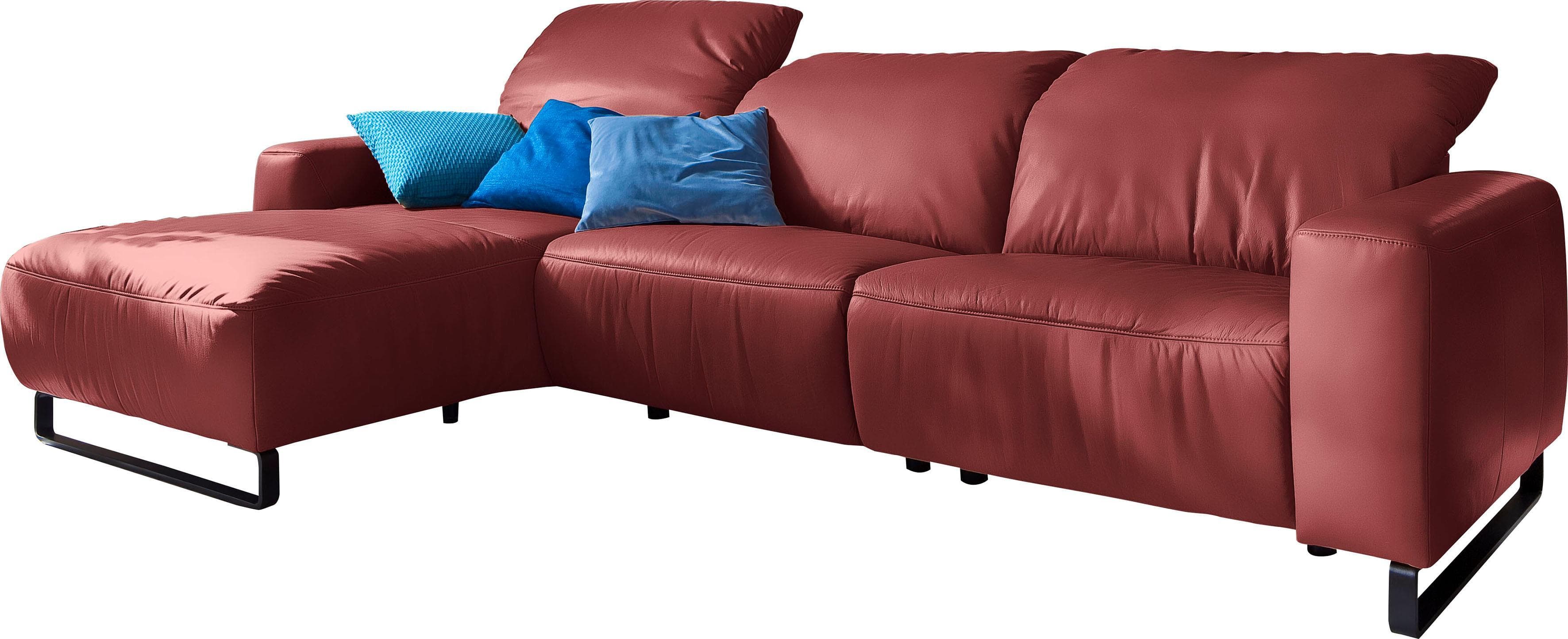 HOME AFFAIRE Ecksofa Juist L-Form Rot mit Kopfteilverstellung
