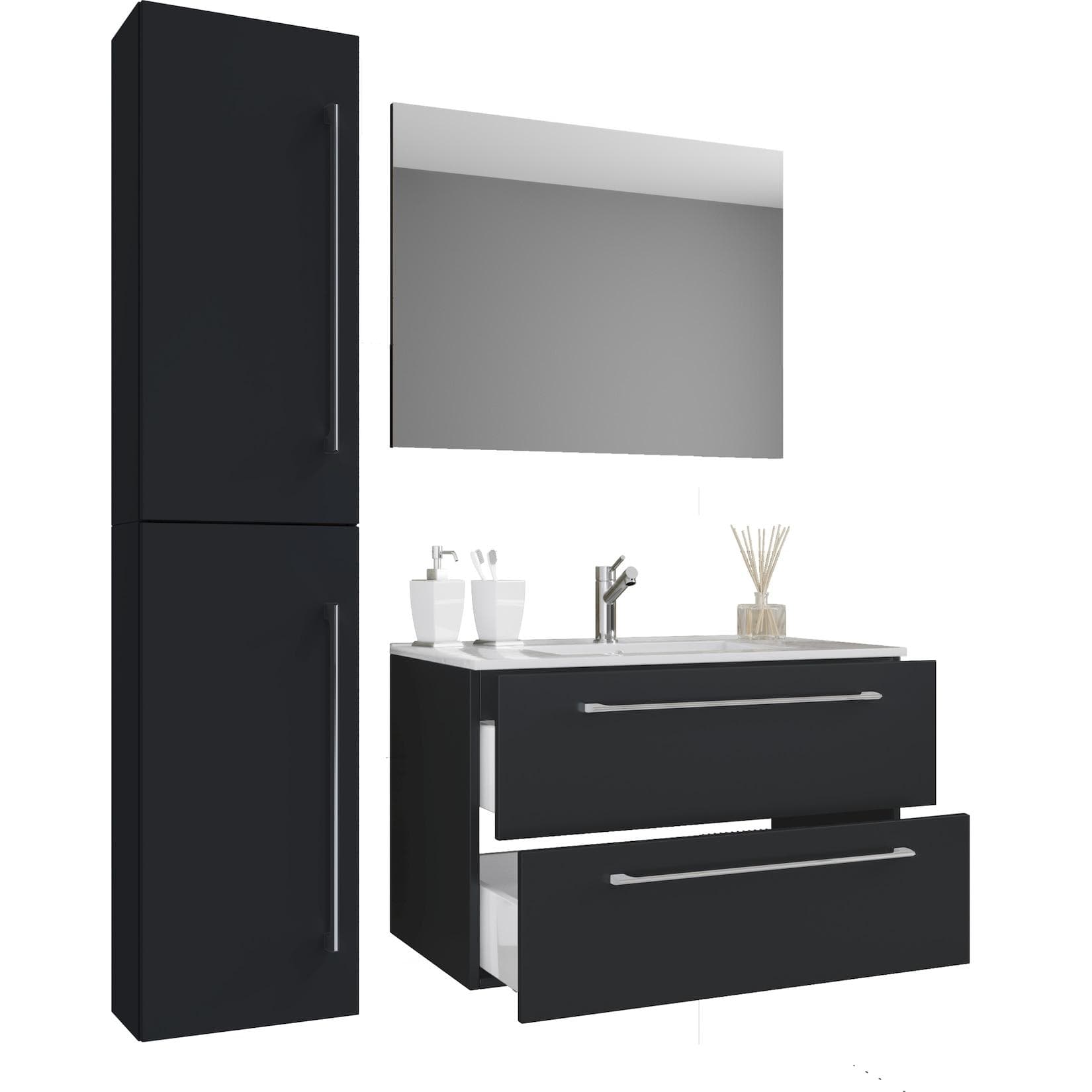 VCM 4-tlg. Waschplatz Waschtisch Waschbecken Unterschrank Breite 80 cm Badmöbel-Set