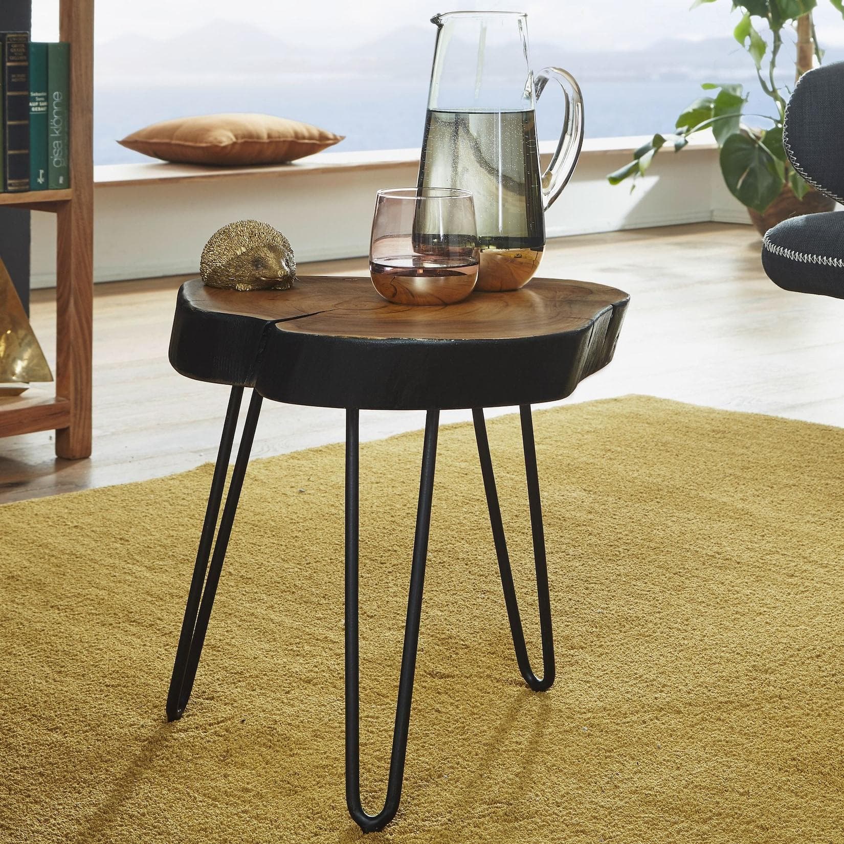 FineBuy Massivholz Sheesham Beistelltisch Modern Klassisch