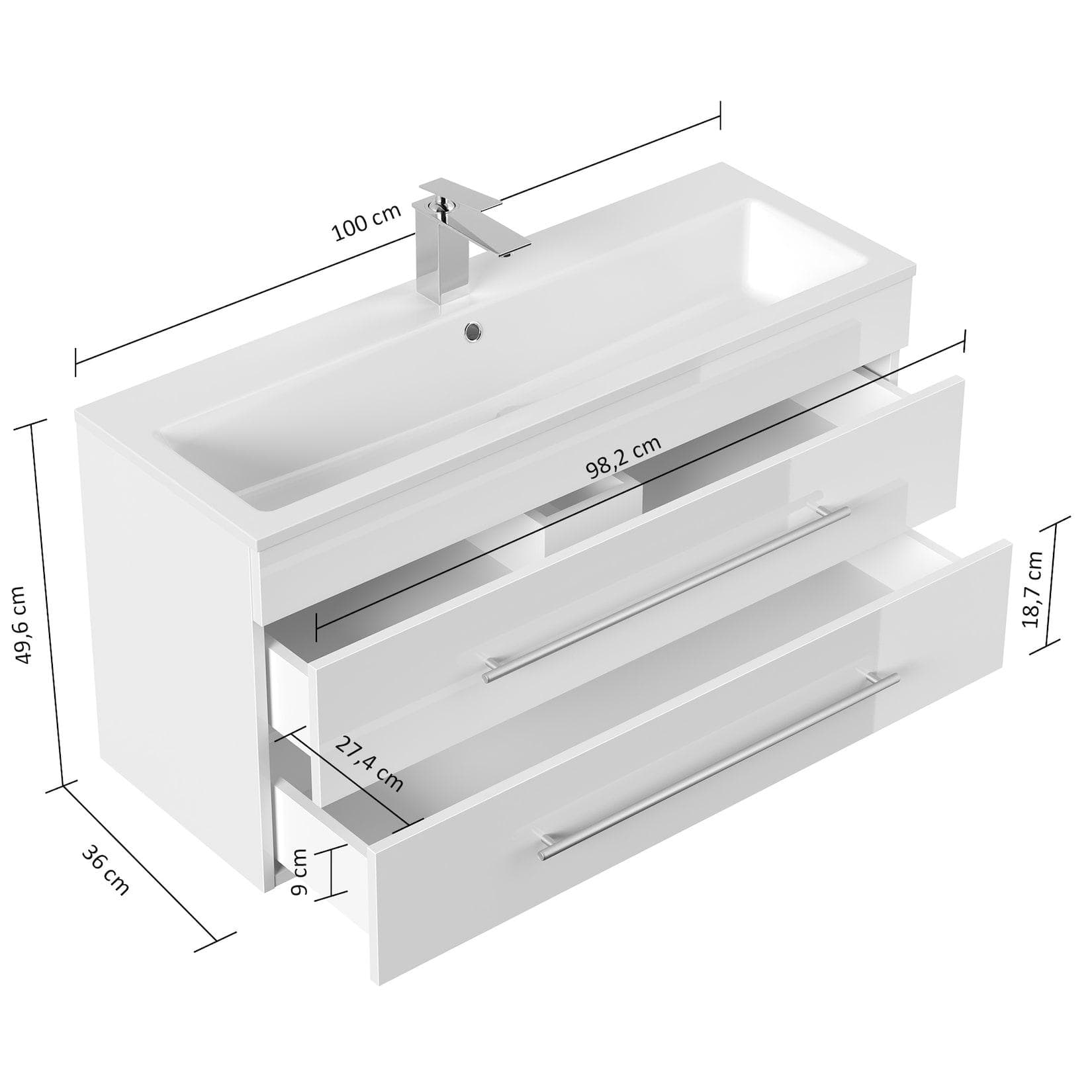 Posseik Badmöbel-Set Waschplatz Portus 1000 SlimLine Gold