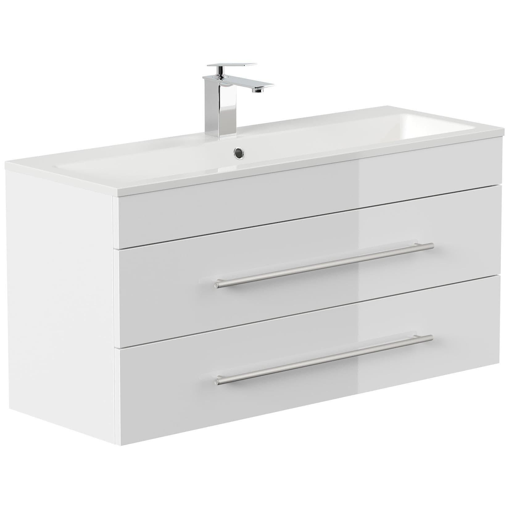 Posseik Badmöbel-Set Waschplatz Portus 1000 SlimLine Weiß Hochglanz