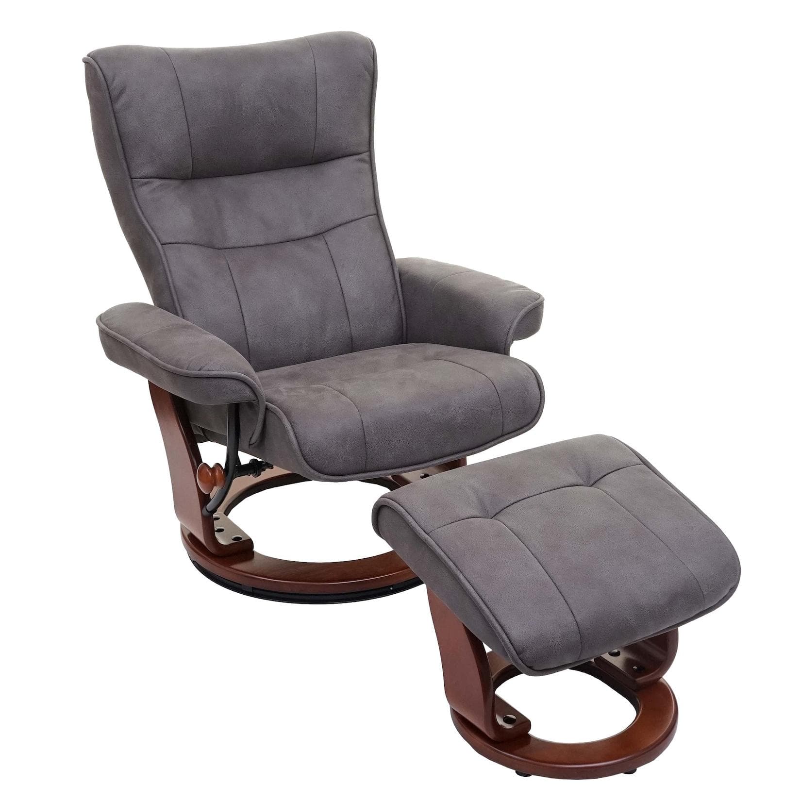 MCA Relaxsessel Edmonton Fernsehsessel Hocker Stoff/Textil 130kg belastbar Dunkelgrau Walnussfarben