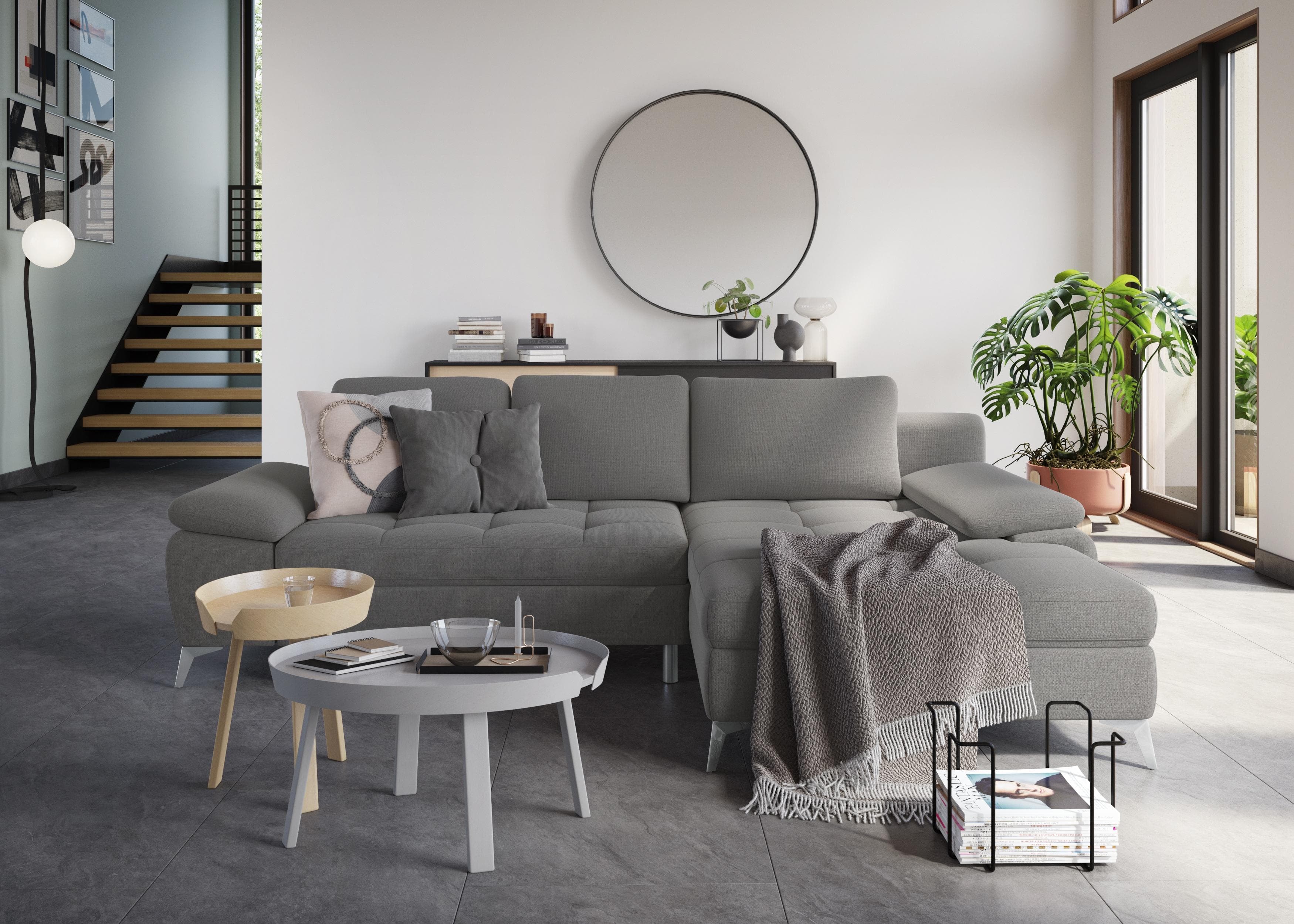 Ecksofa SIT & MORE Latigo L-Form Grau mit Recamiere