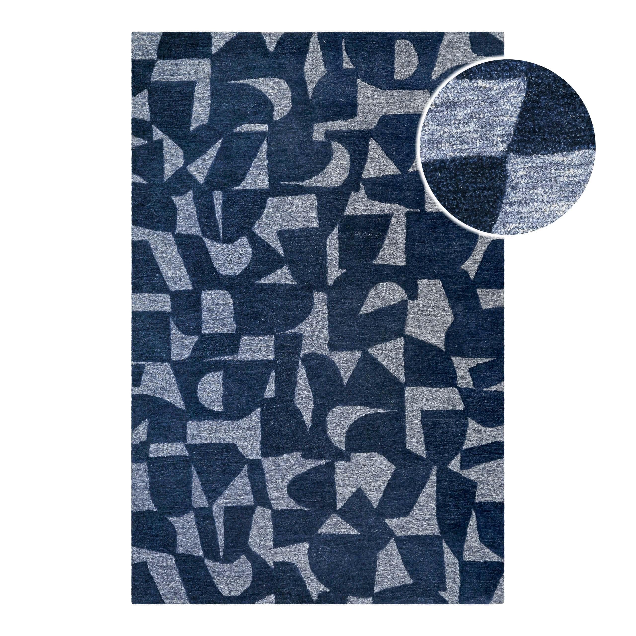 Handgefertigter Gemusterter Teppich aus Schurwolle und Polyester