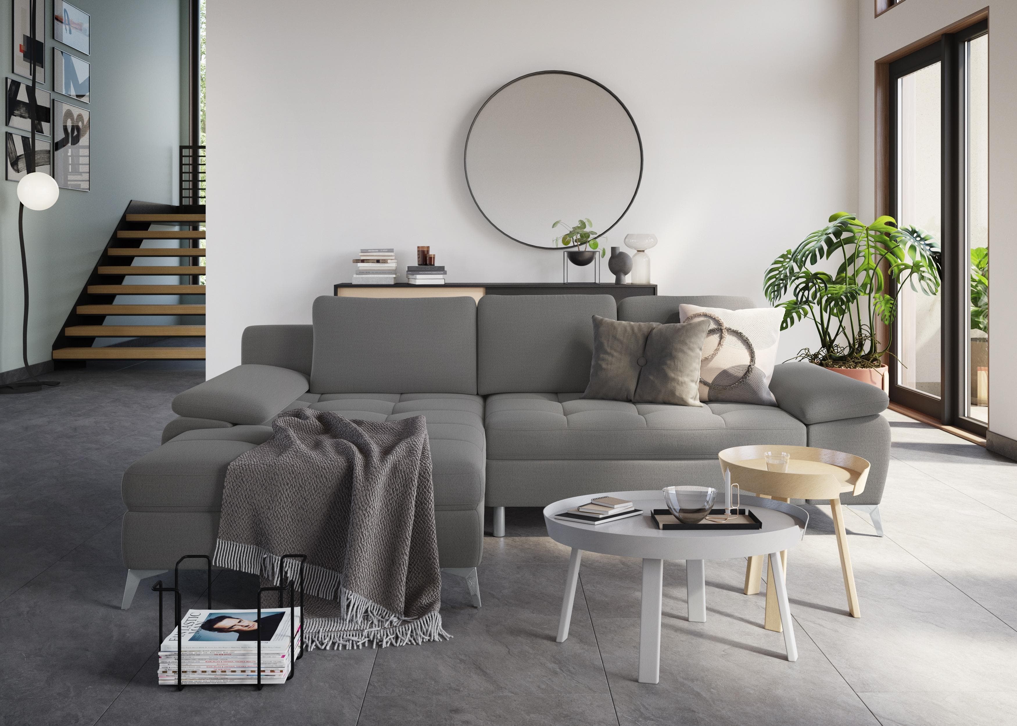 SIT & MORE Ecksofa Latigo L-Form Grau mit Recamiere