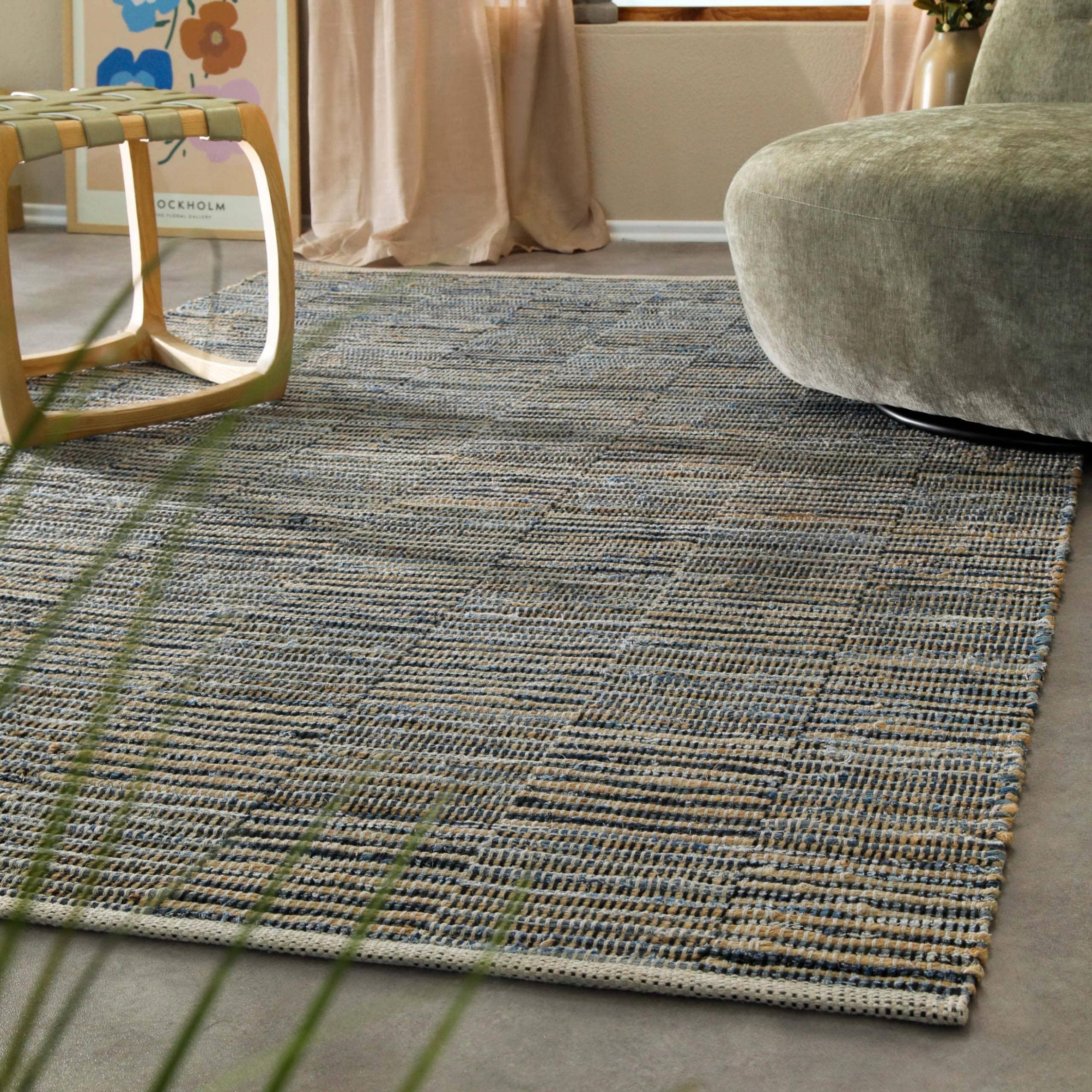 Teppich WECON HOME Denim Blues Blau Handgewebt Jute