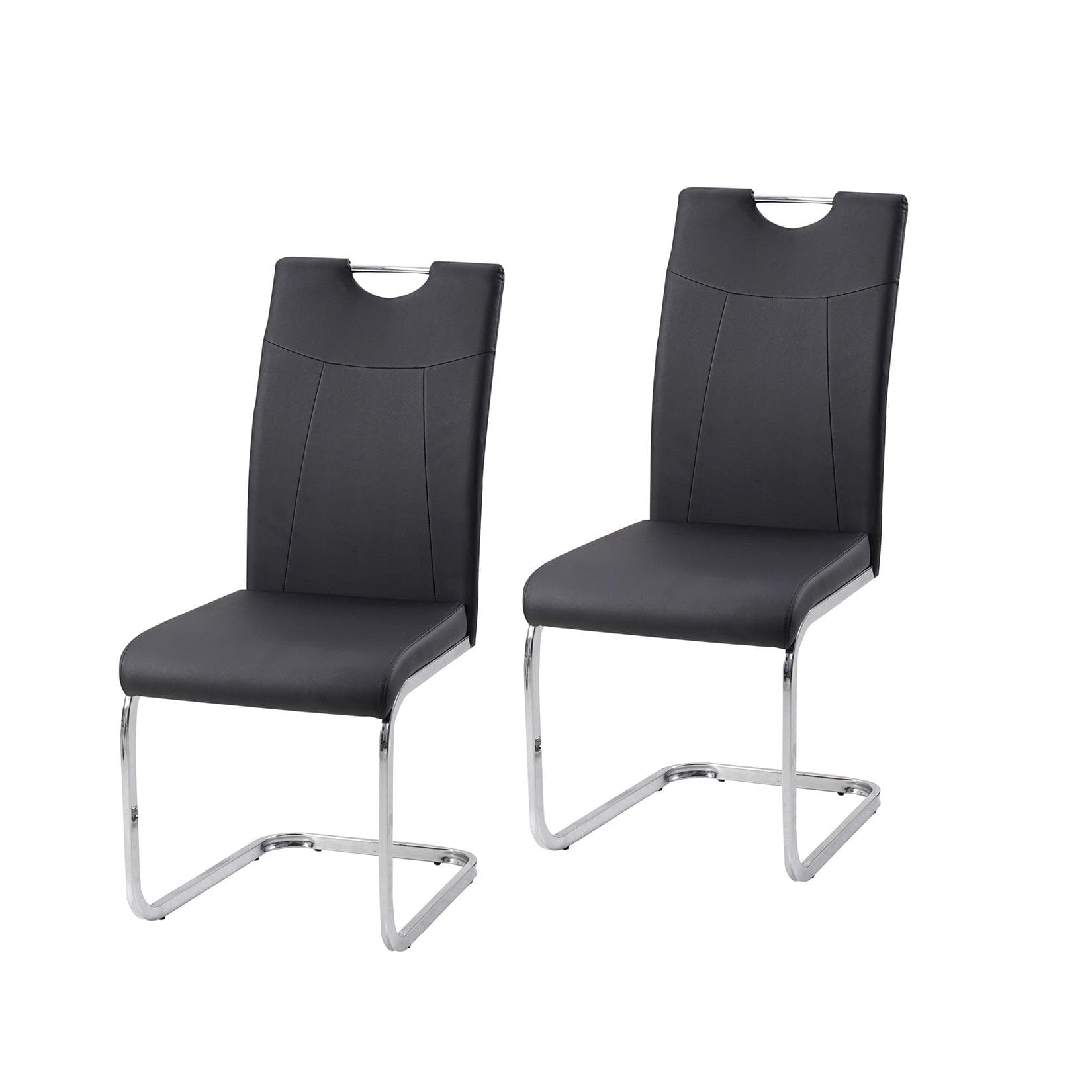 HTI-Line Freischwinger Schwingstuhl KellyC PU 2er Set Schwarz Kunstleder