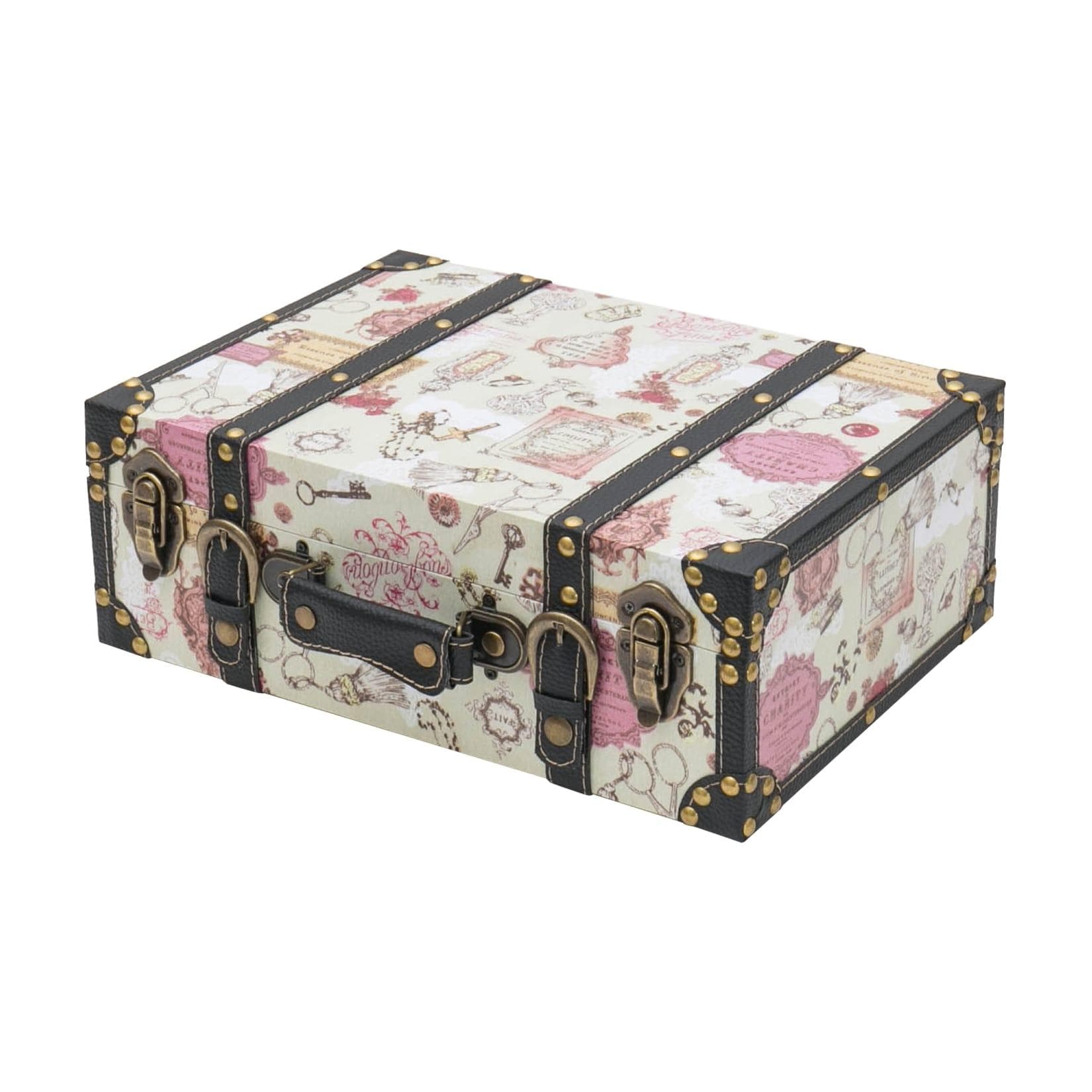 HMF Barock Design Geschenkkoffer - Vintage Aufbewahrungsbox mit Ledergriff