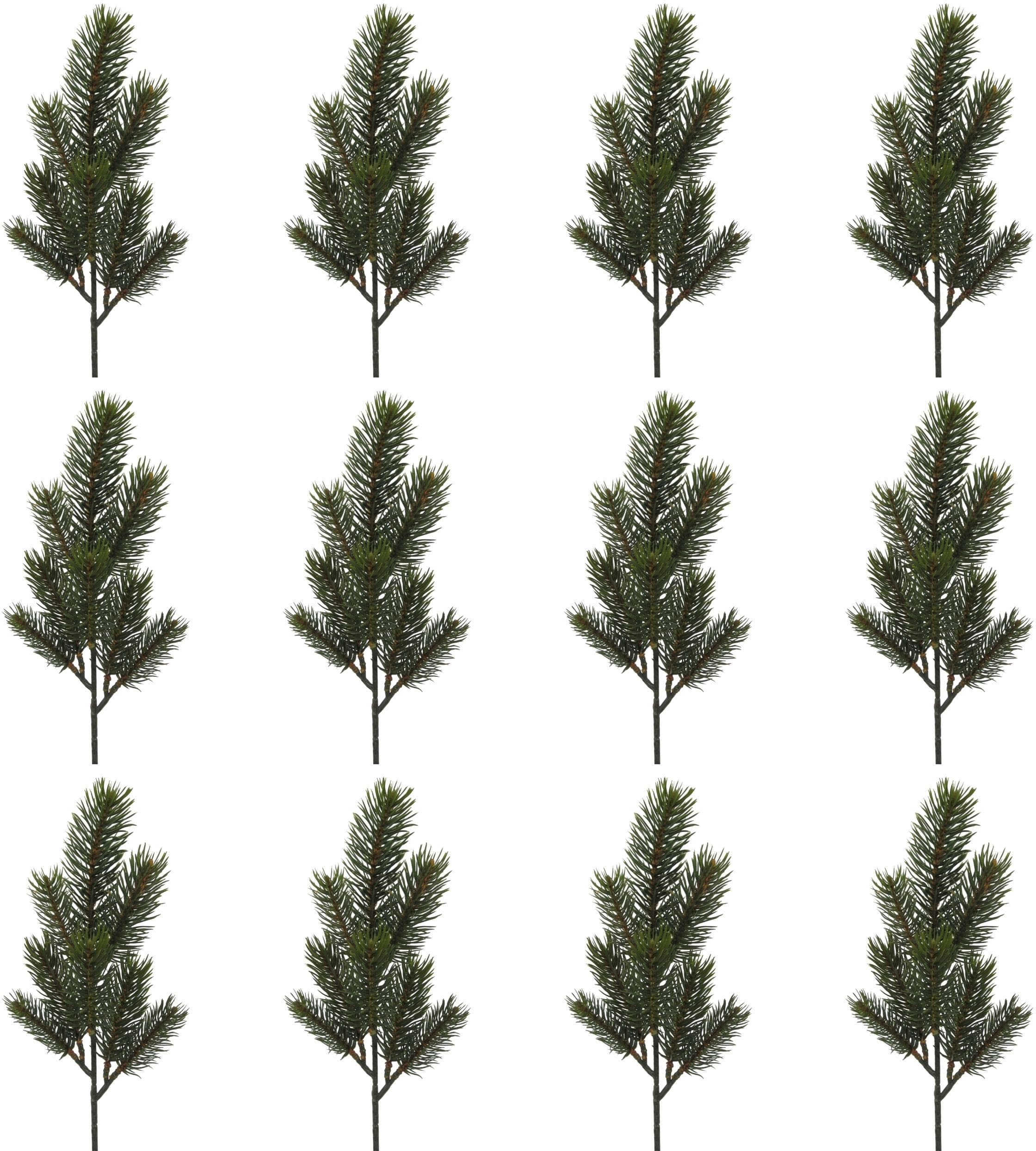 Creativ Green Weihnachtsdeko Tannenzweige 12-tlg. Grün Kunststoff