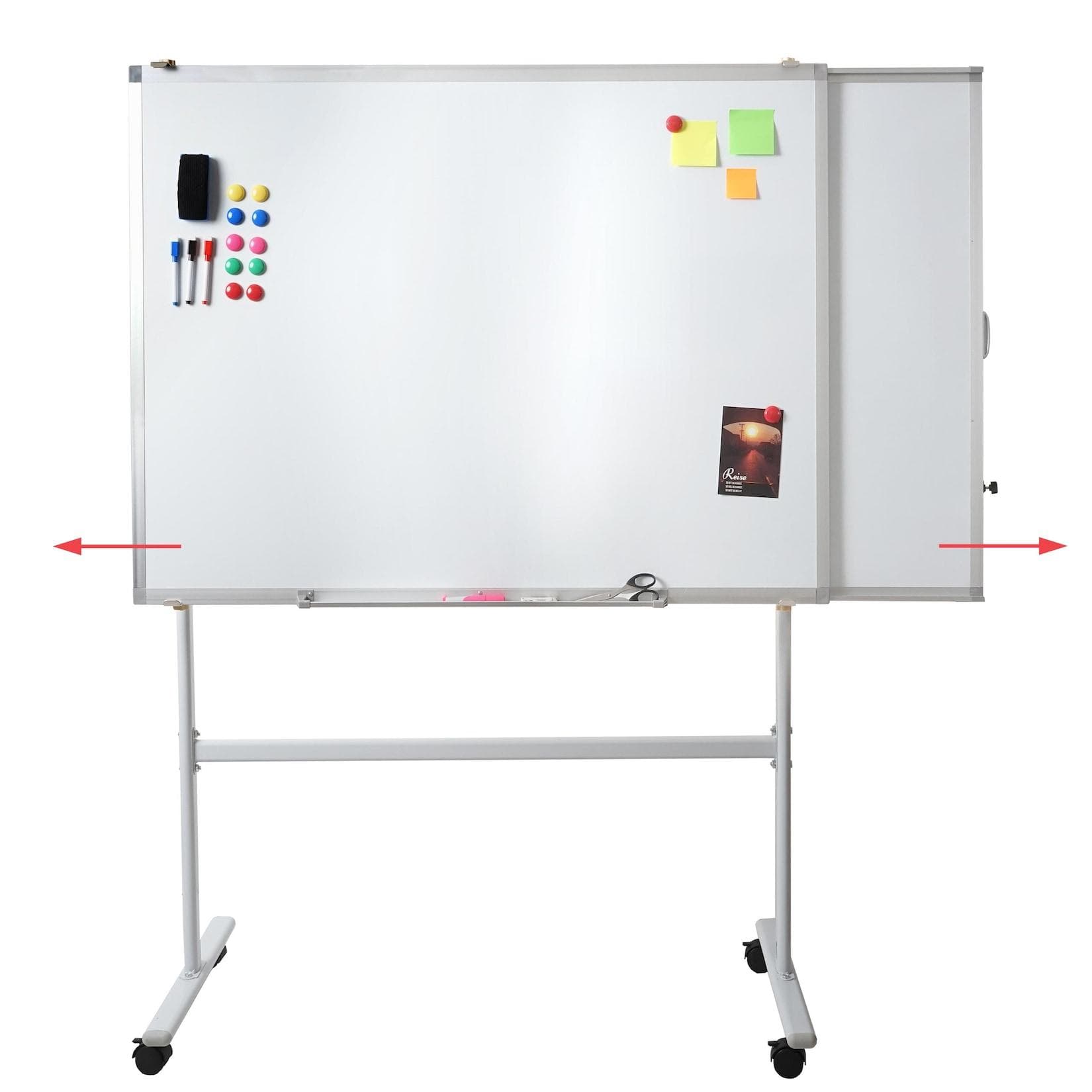 Whiteboard MCW-C85b mit ausziehbarer Tafel Magnettafel Memoboard Pinnwand mobil rollbar inkl. Zubehör