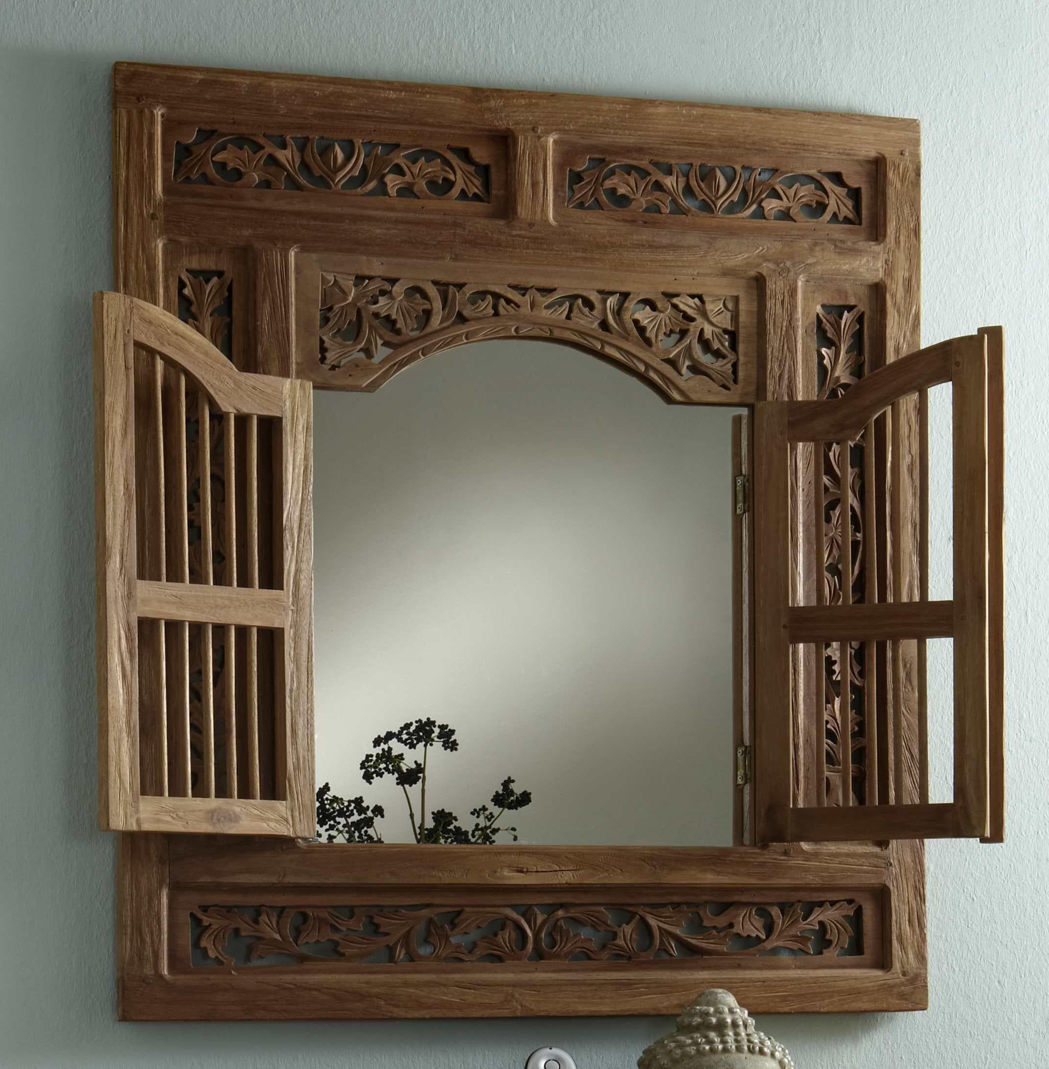 Wandspiegel SIT Natur Massivholz Spiegel mit 2 Flügeltüren