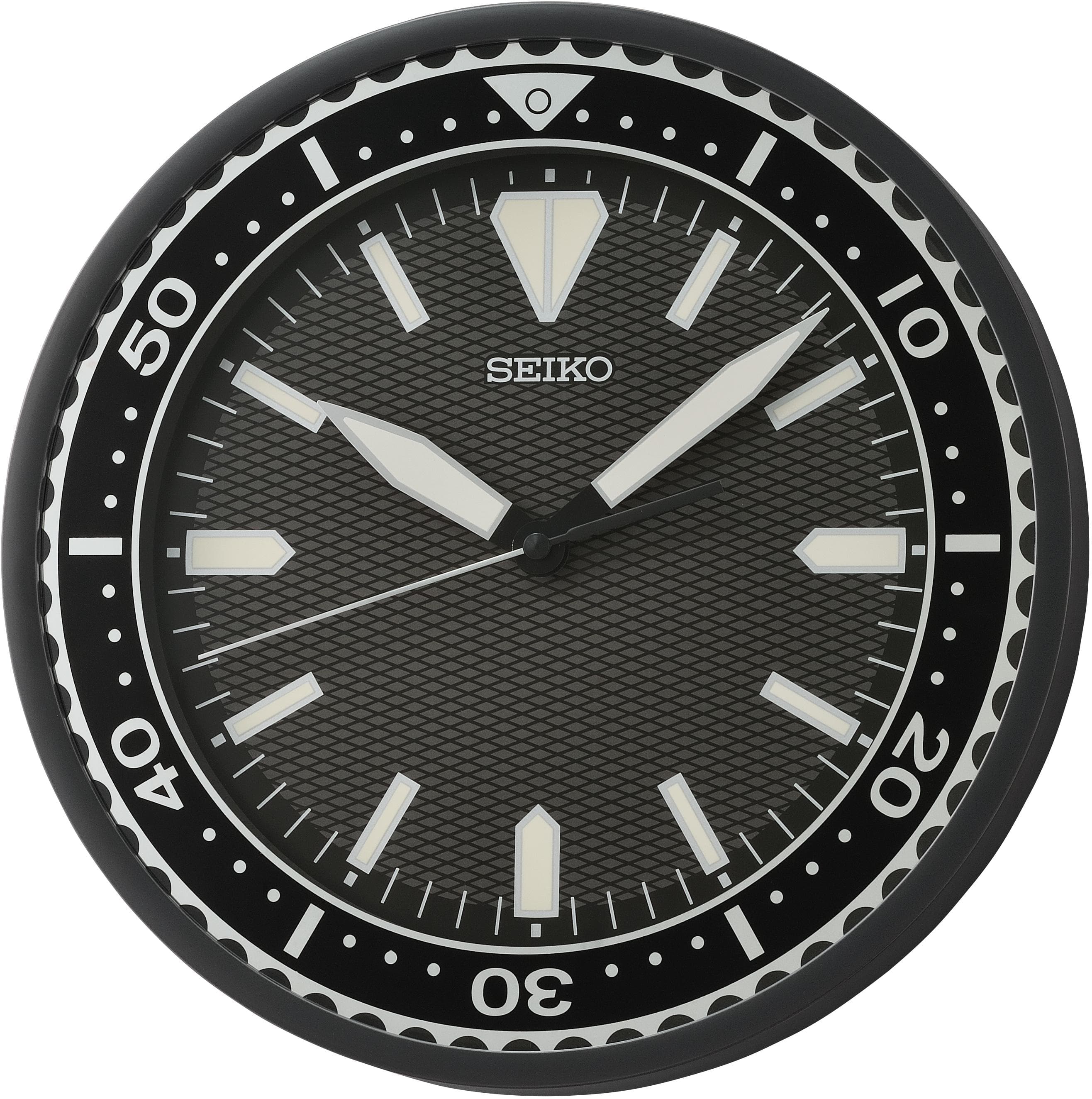 Seiko Wanduhr QXA791K Schwarz Quarz mit Leuchtindizes