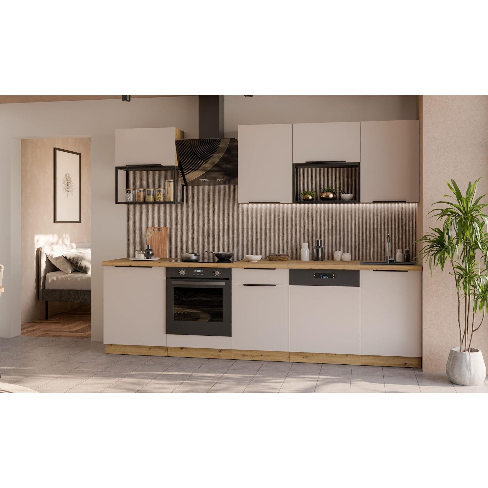 Küche SOLANO BASIC LOFT 280 Küchenzeile Kaschmir Artisan