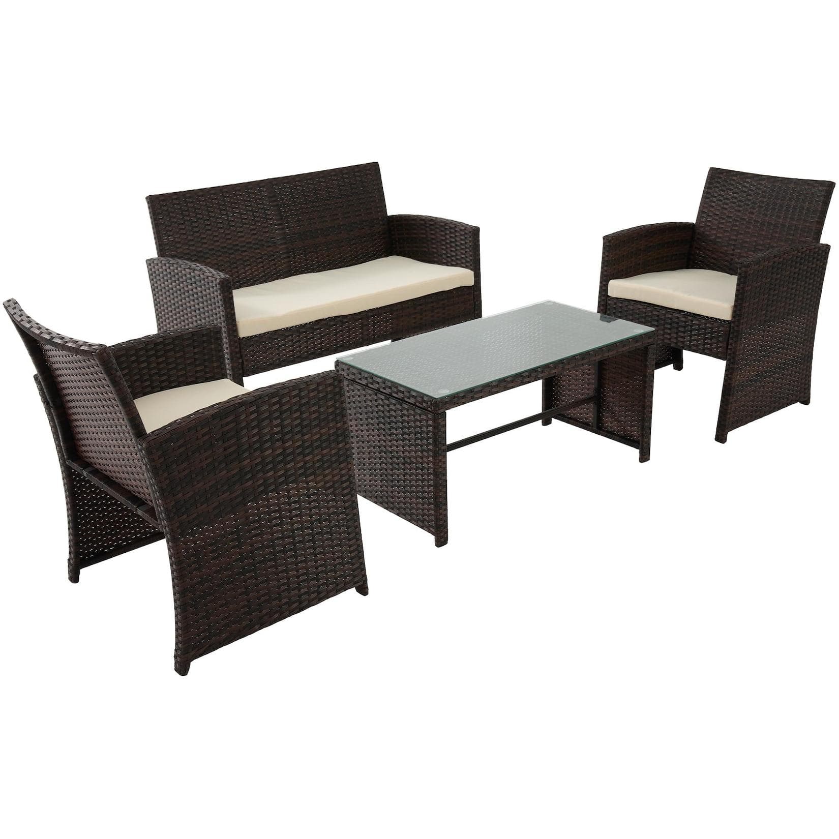 CLP Polyrattan Sitzgruppe Toruba, Lounge-Set Outdoor Wetterfest PE-Rattan
