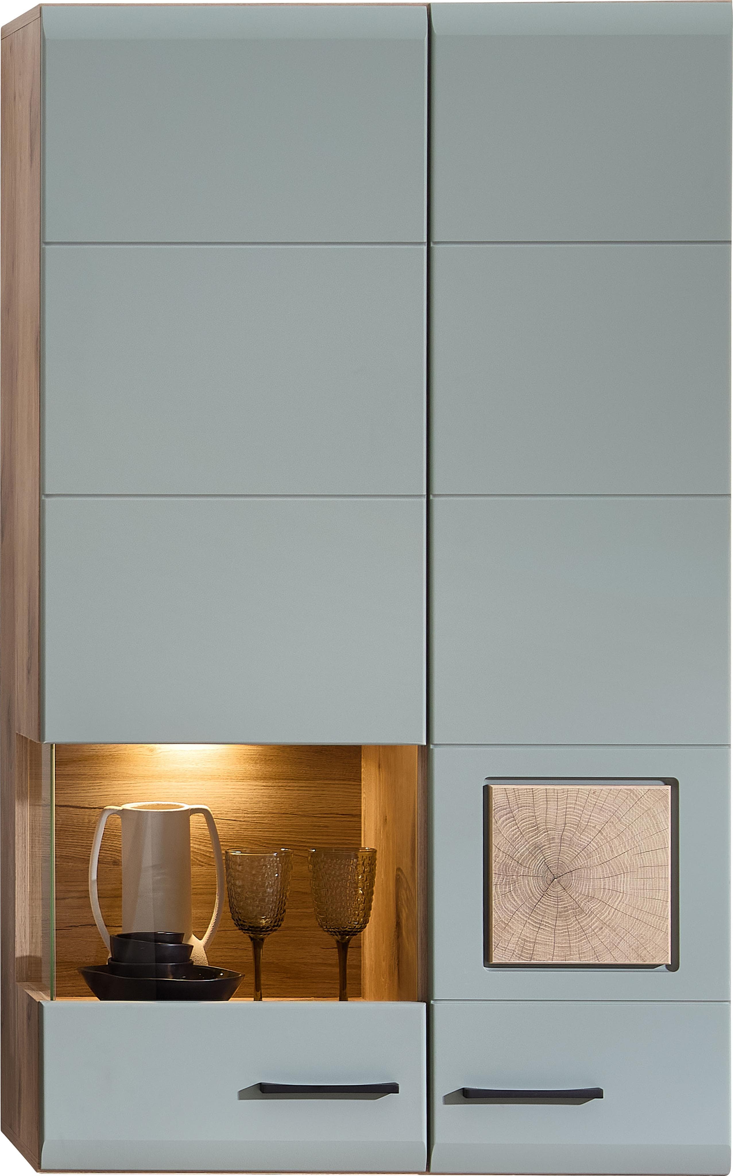 Hängevitrine INNOSTYLE FUN PLUS II Schilfgrün LED-Beleuchtung