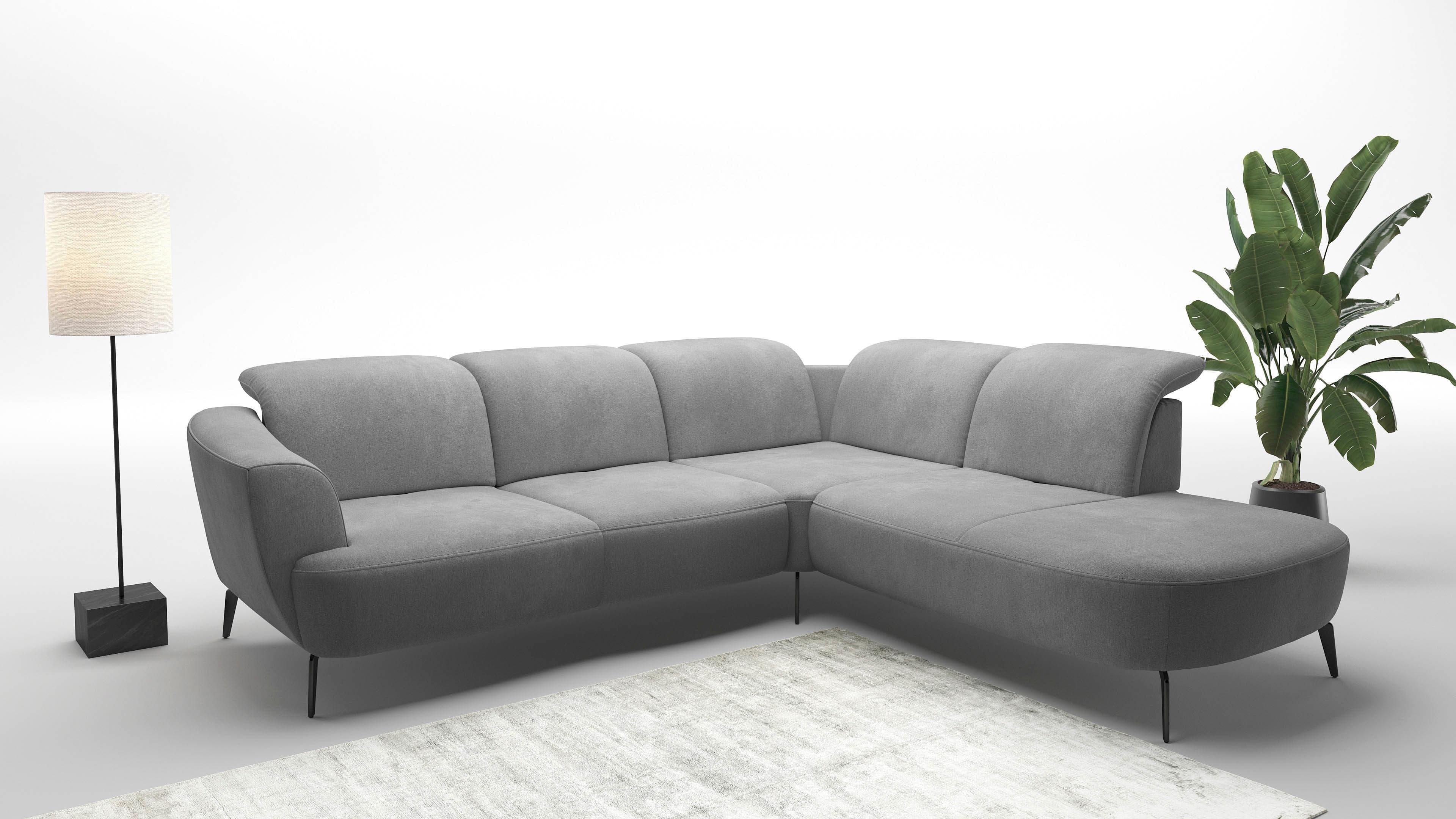 Ecksofa SIT & MORE Zoe Grau mit Sitztiefenverstellung