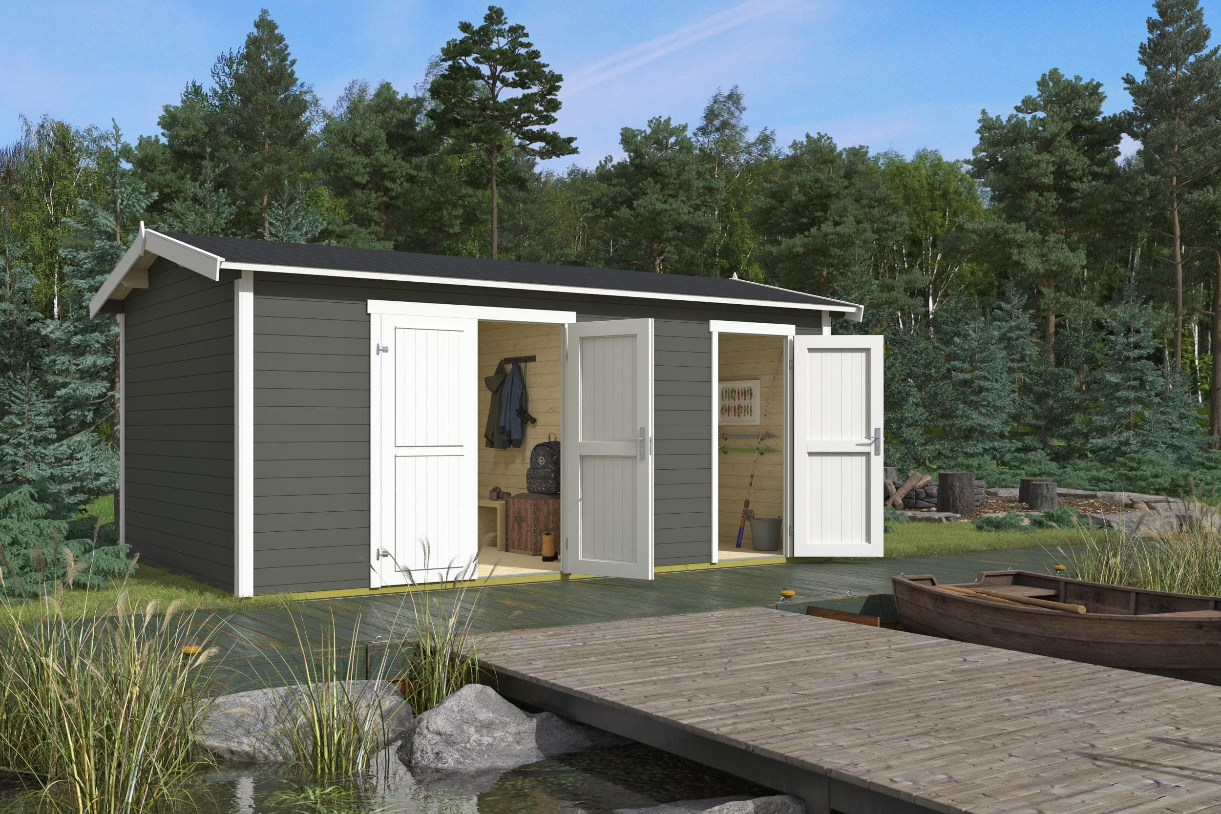 Gartenhaus Tuvalu XL 2-Raum Massivholz