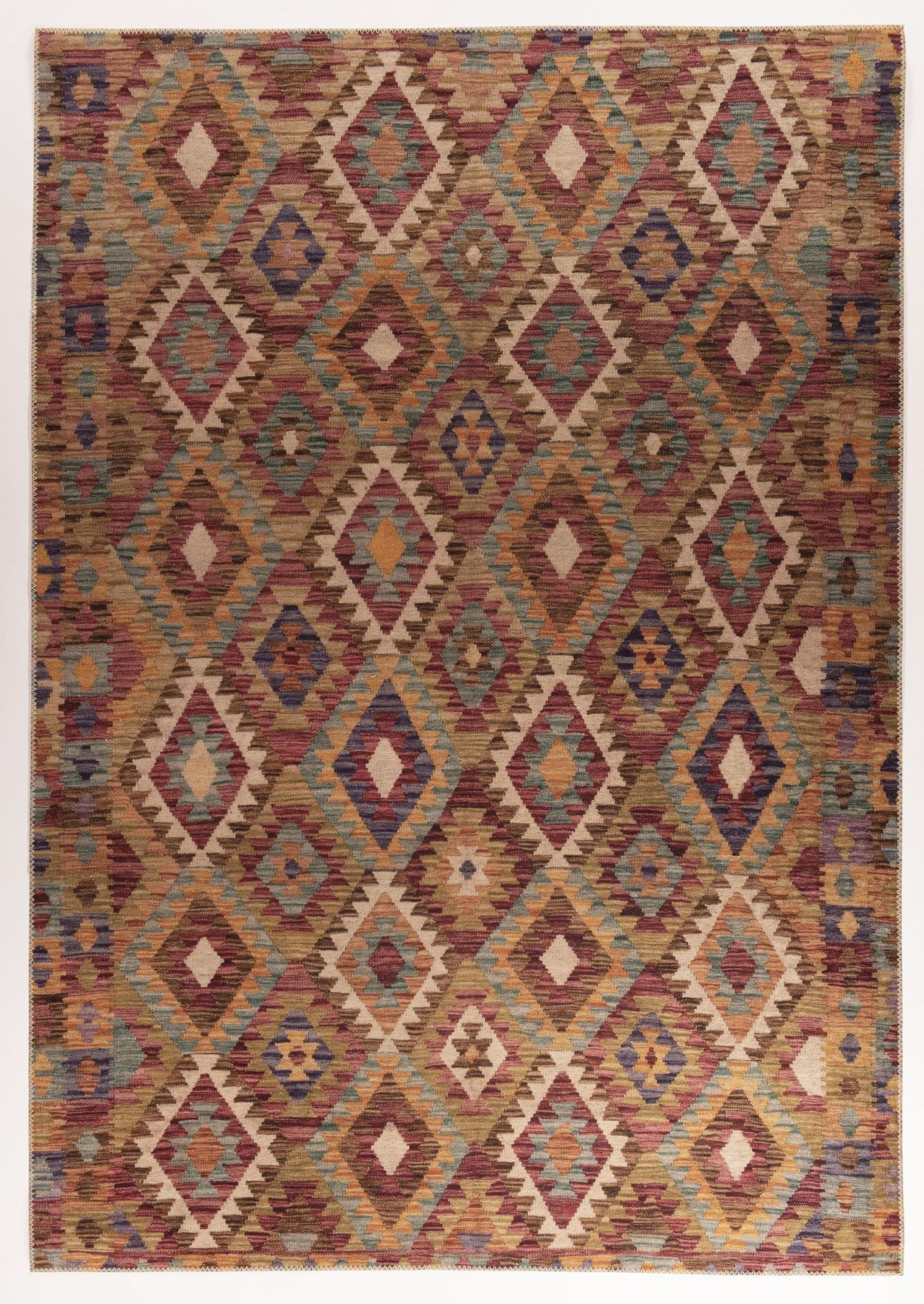 Bunter Teppich im Rauten Design