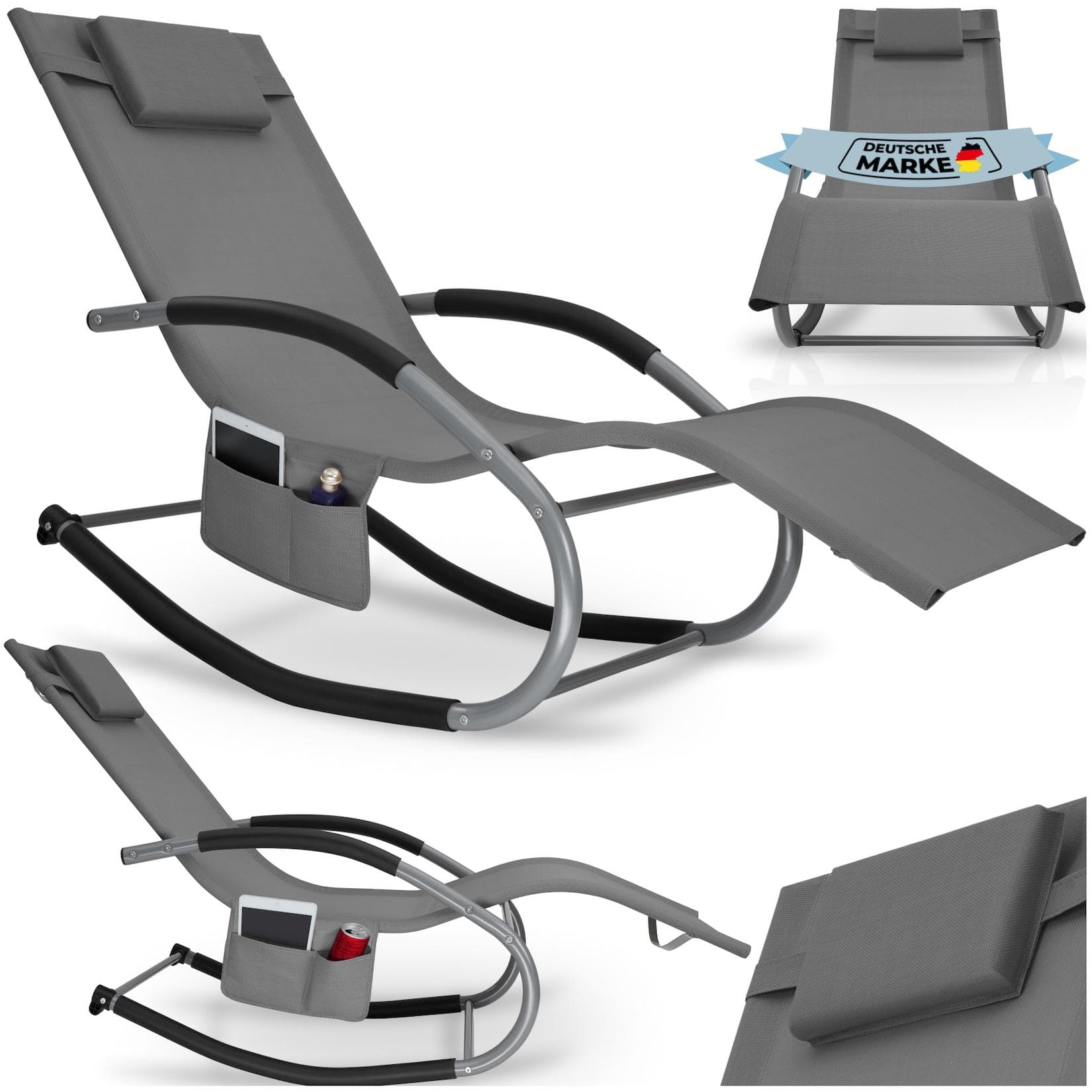 tectake Gartenliege Taya Grau Ergonomisch Mit Kissen
