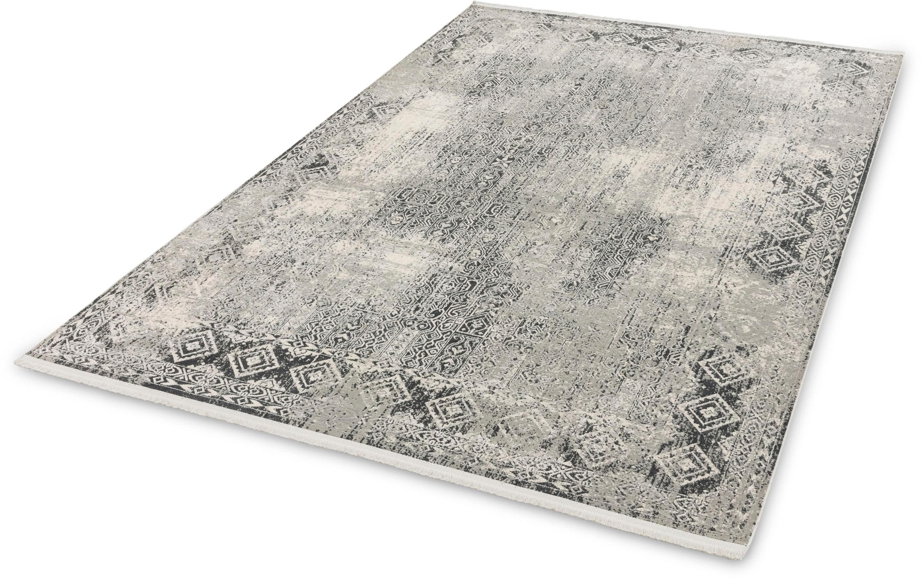 Retro-Vintage-Teppich in grau und creme