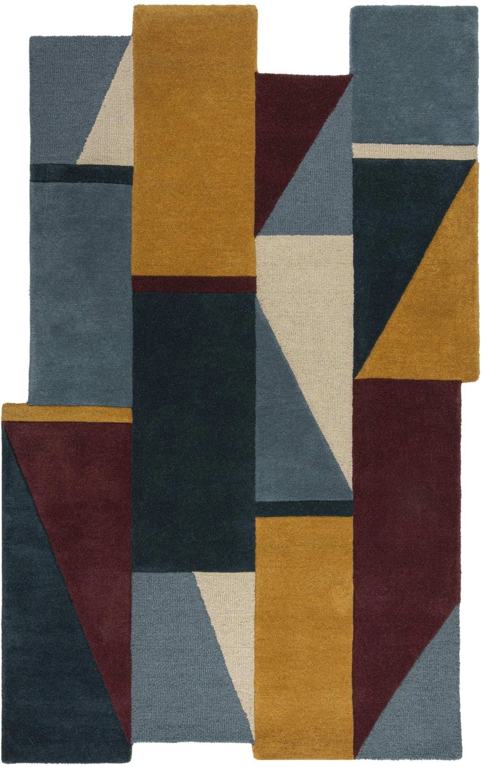 FLAIR RUGS Shuffle Shaped Wollteppich: Retro Design in Erdtönen