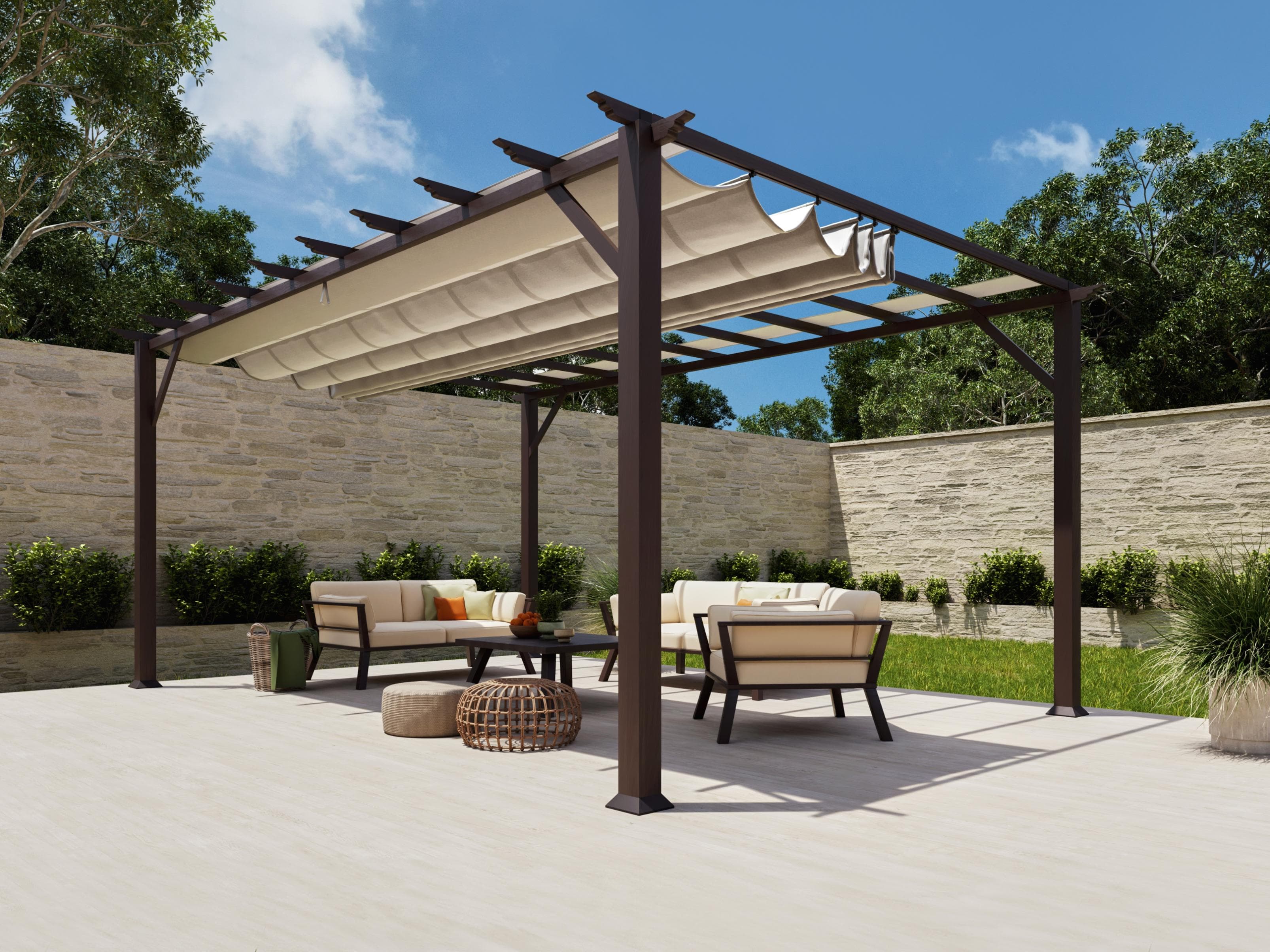 Pergola PARAGON Florenz Dunkelbraun Aluminium 505x350x236 cm