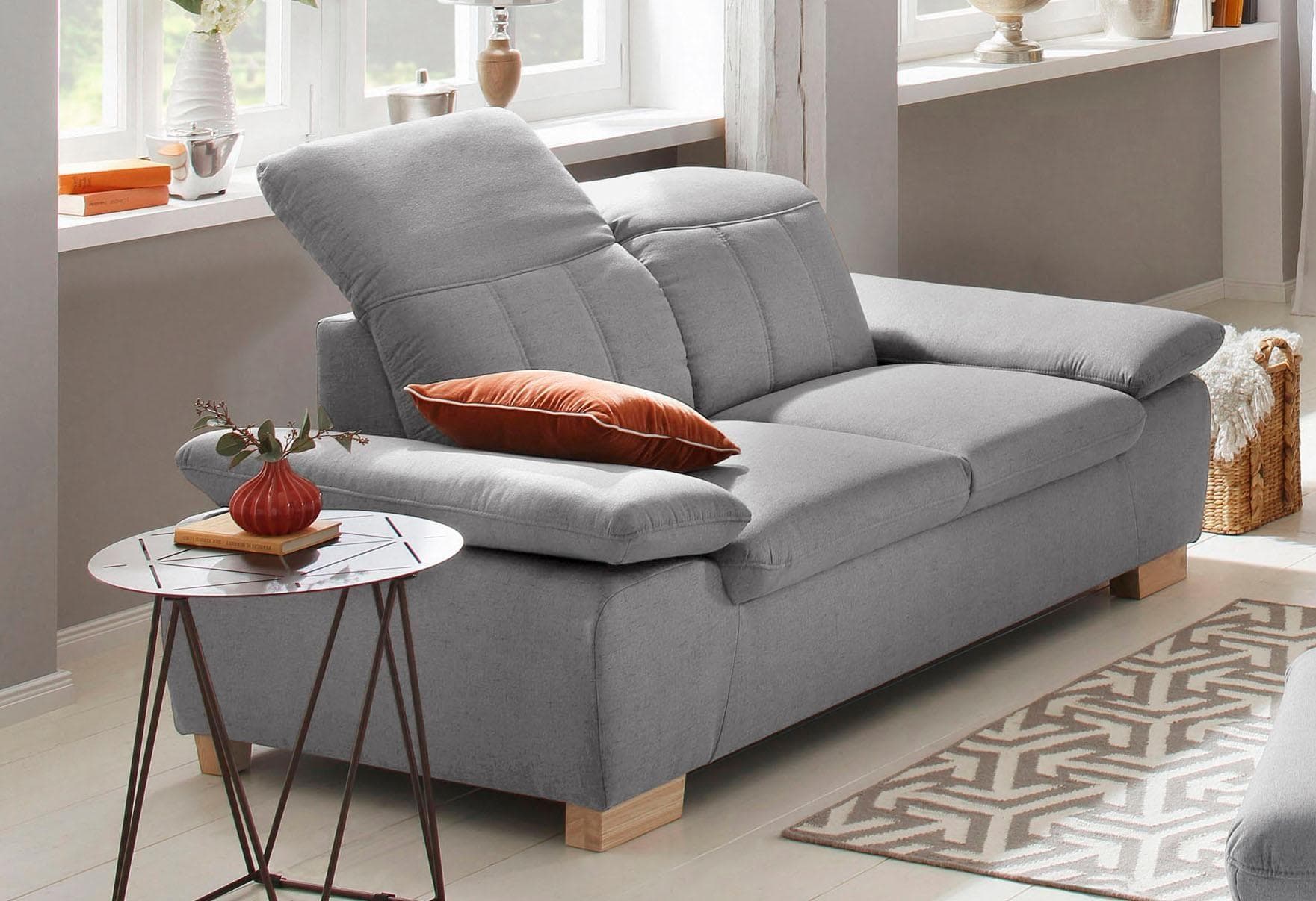 Home Affaire Bergamo Multifunktions-Sofa Grau 2-Sitzer
