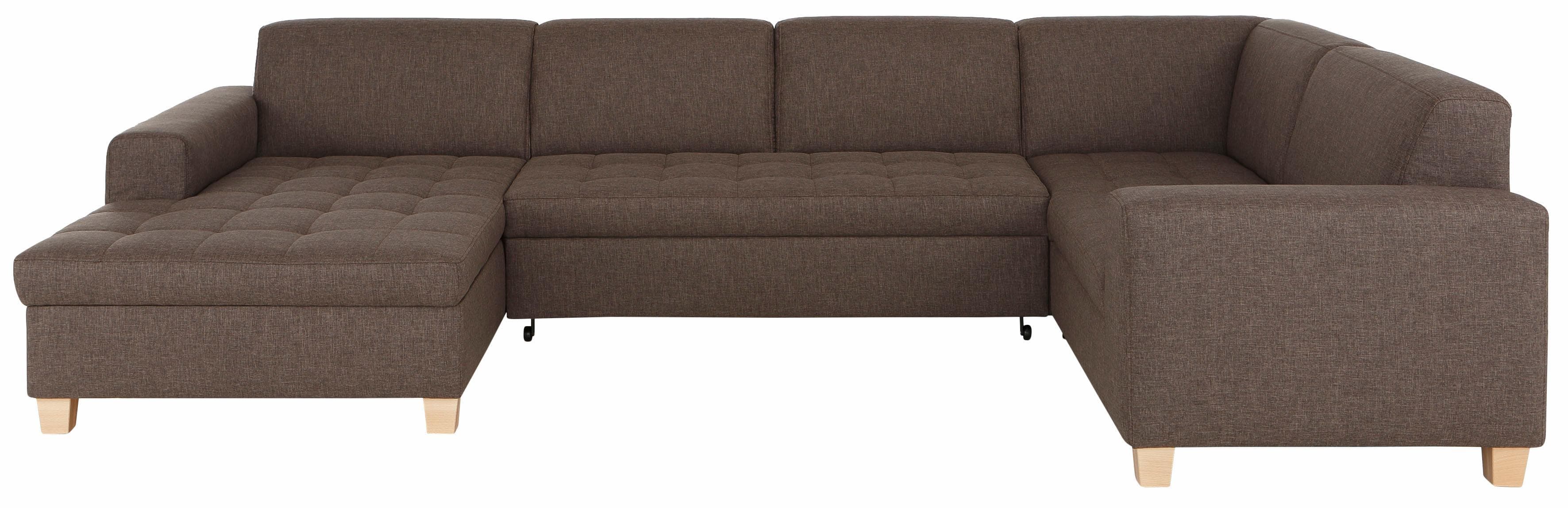 HOME AFFAIRE Wohnlandschaft Corby U-Form Braun mit Bettfunktion