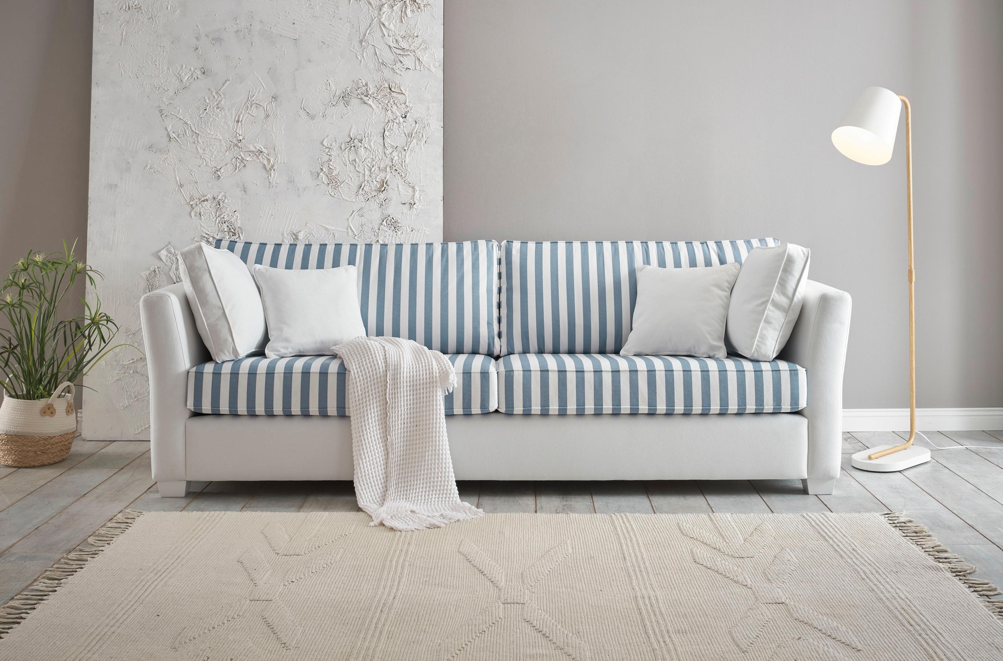 HOME AFFAIRE California 3-Sitzer Sofa Beige Maritim Landhausstil