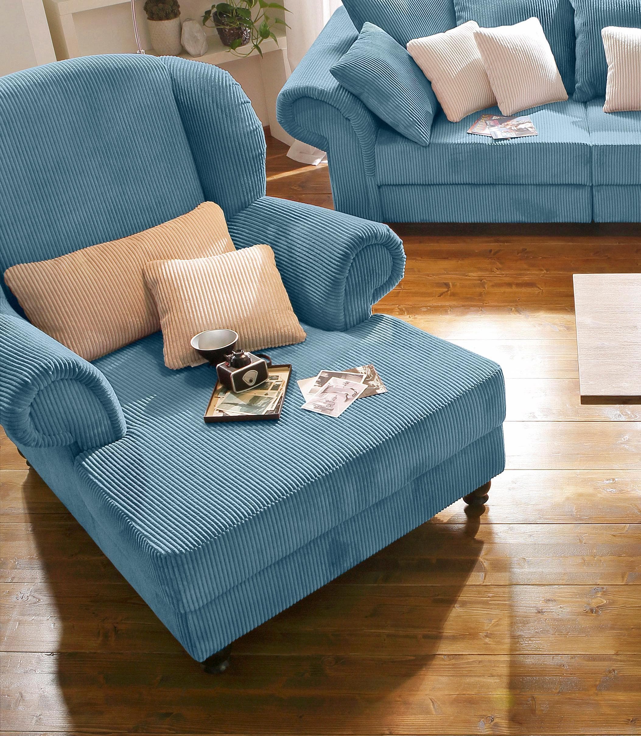 HOME AFFAIRE King Henry XXL-Sessel Petrol Samtcord