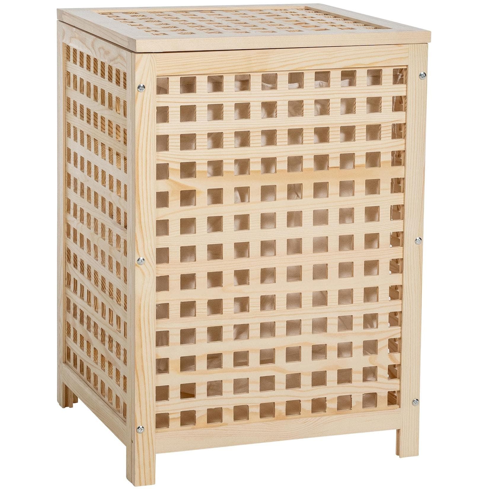 CLP Wäschebox aus Holz mit Lüftungslöchern und waschbarem Wäschesack