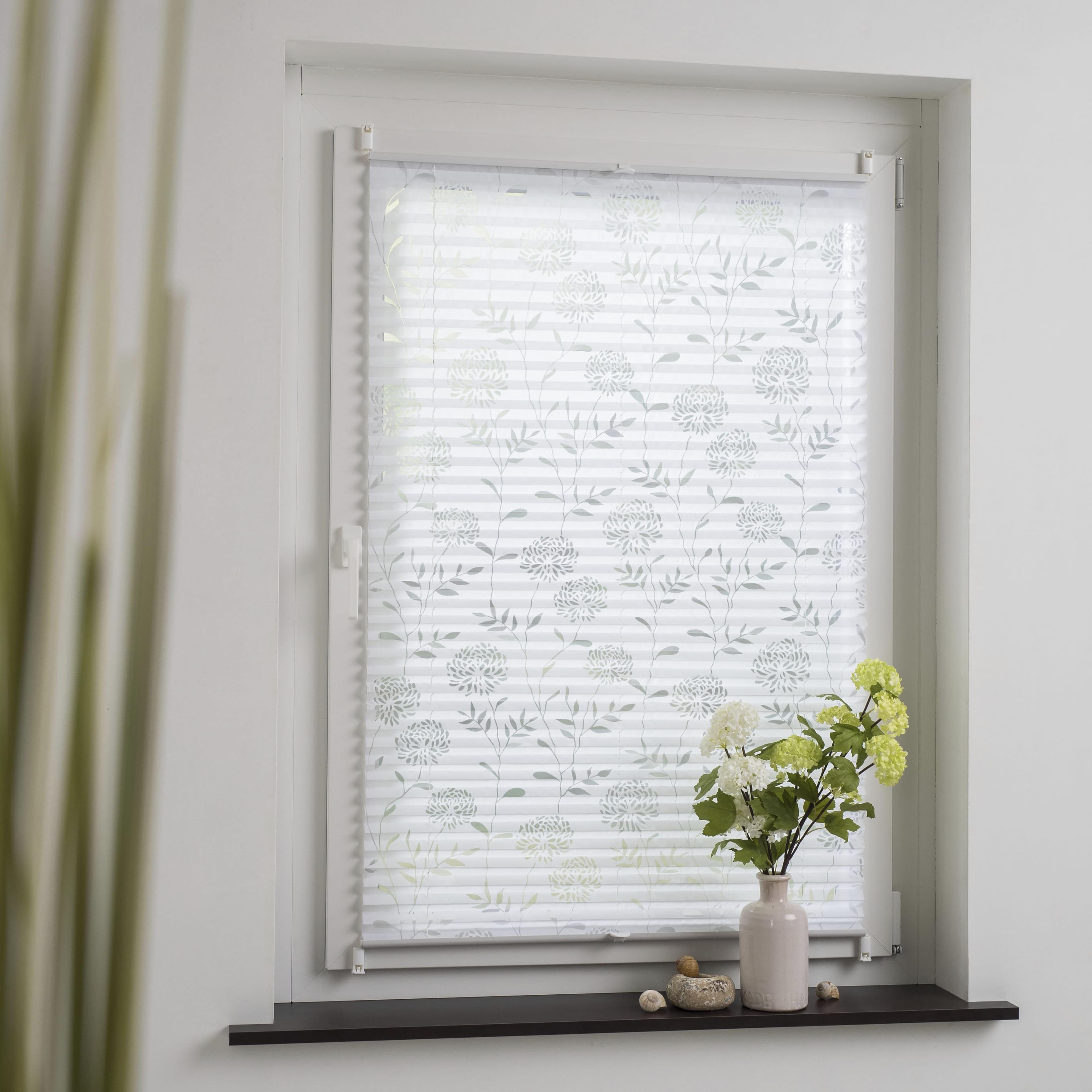 Plissee GARESA Ausbrenner Blume Weiß 60x130cm Polyester