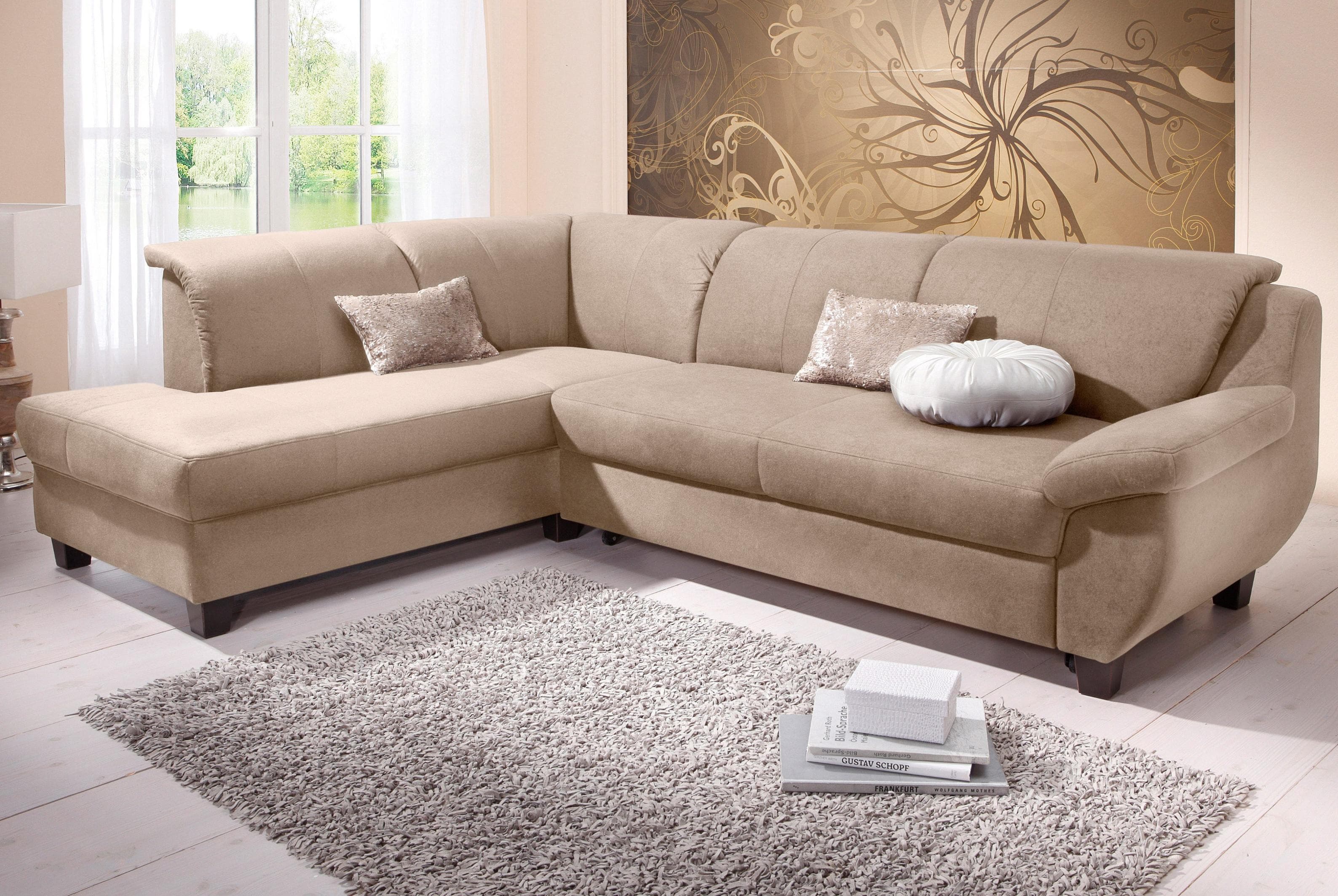 Home Affaire Ecksofa Yesterday L-Form Beige Microfaser
