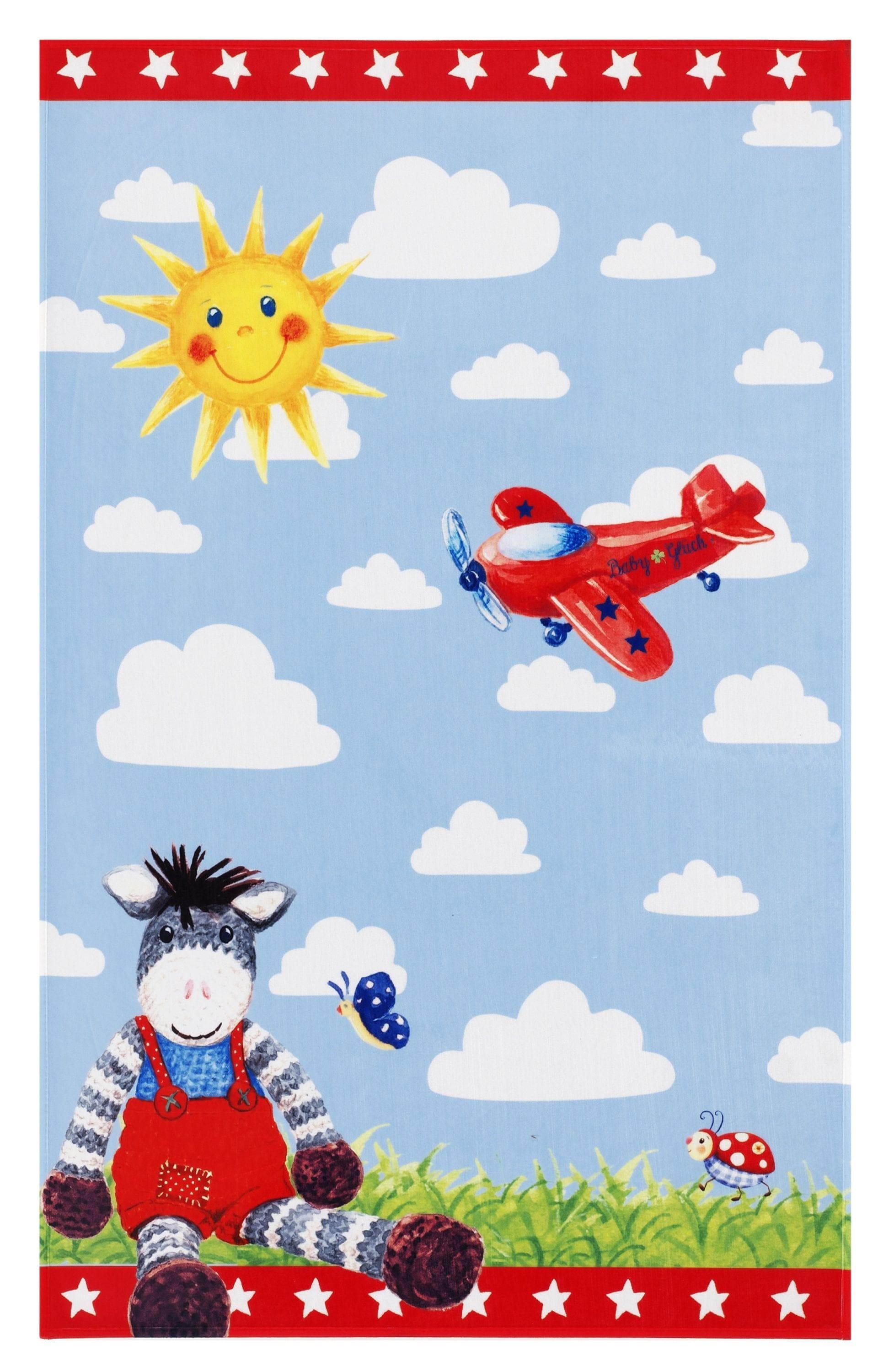 Babyglück Kinderteppich Wolken & Esel: Weiche Microfaser fürs Kinderzimmer