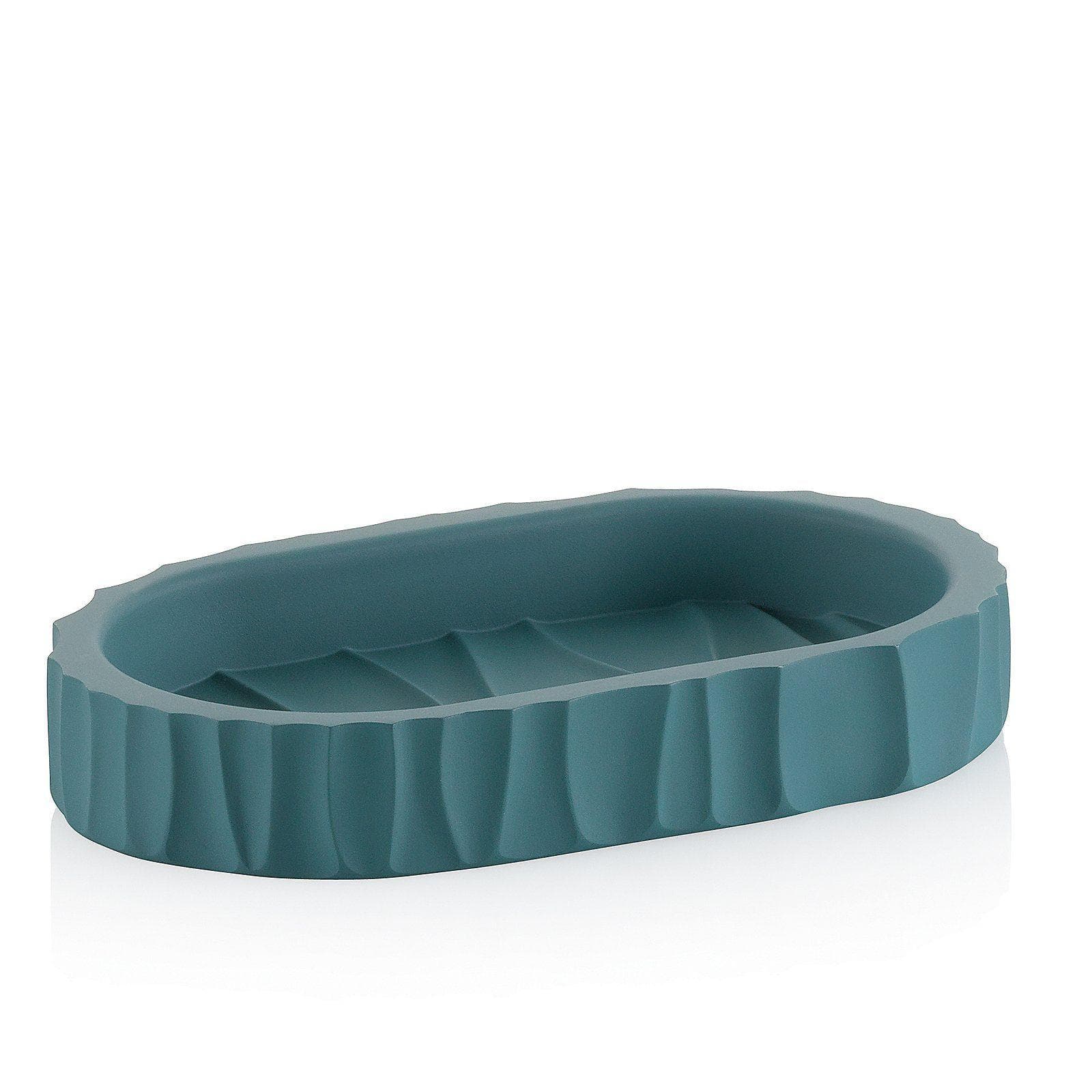 Kela Seifenschale MERIDA Petrol Polyresin mit Rillen