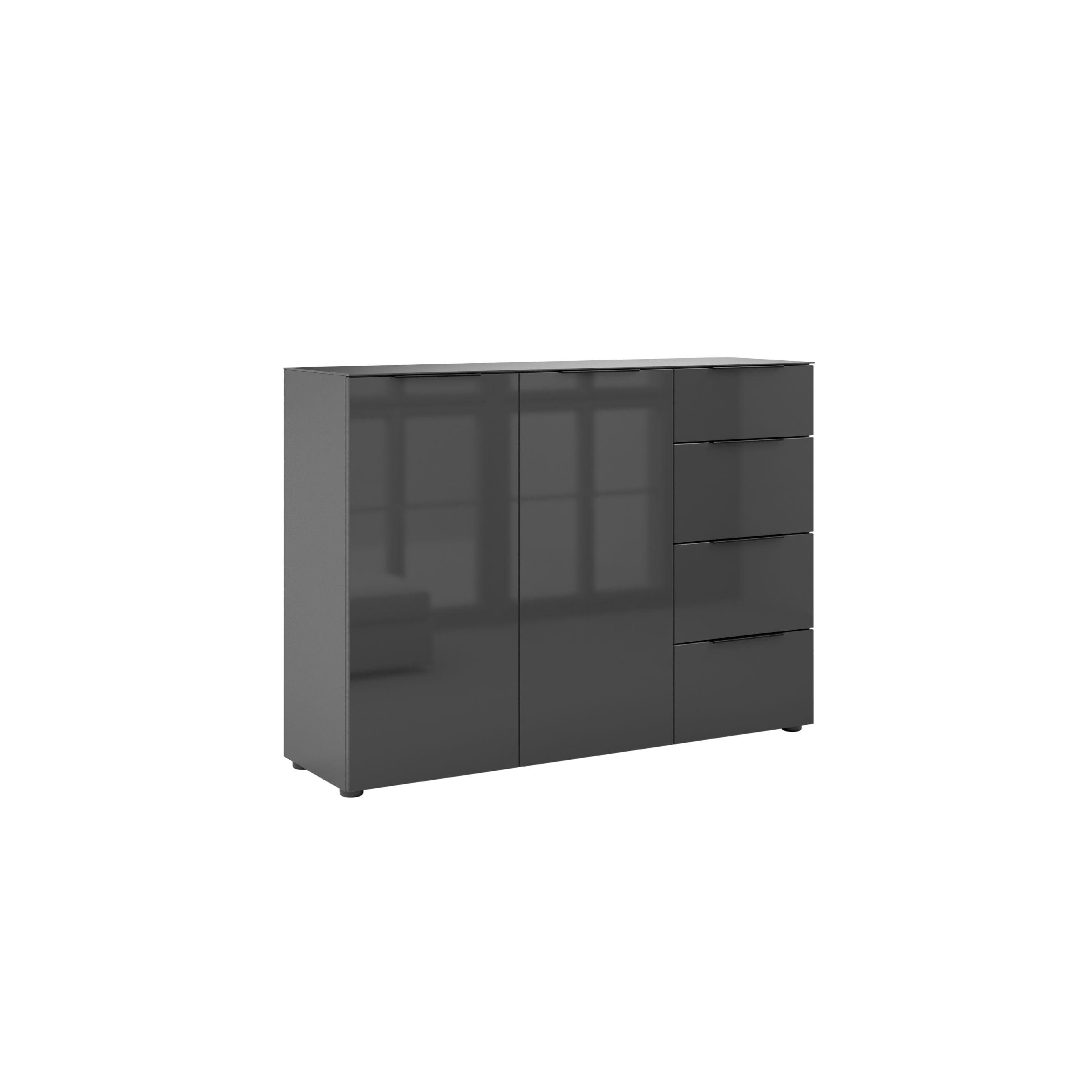 Kommode MANJANA MÖBEL Anthrazit Matt mit Chrom oder Schwarz Matten Metallgriffen