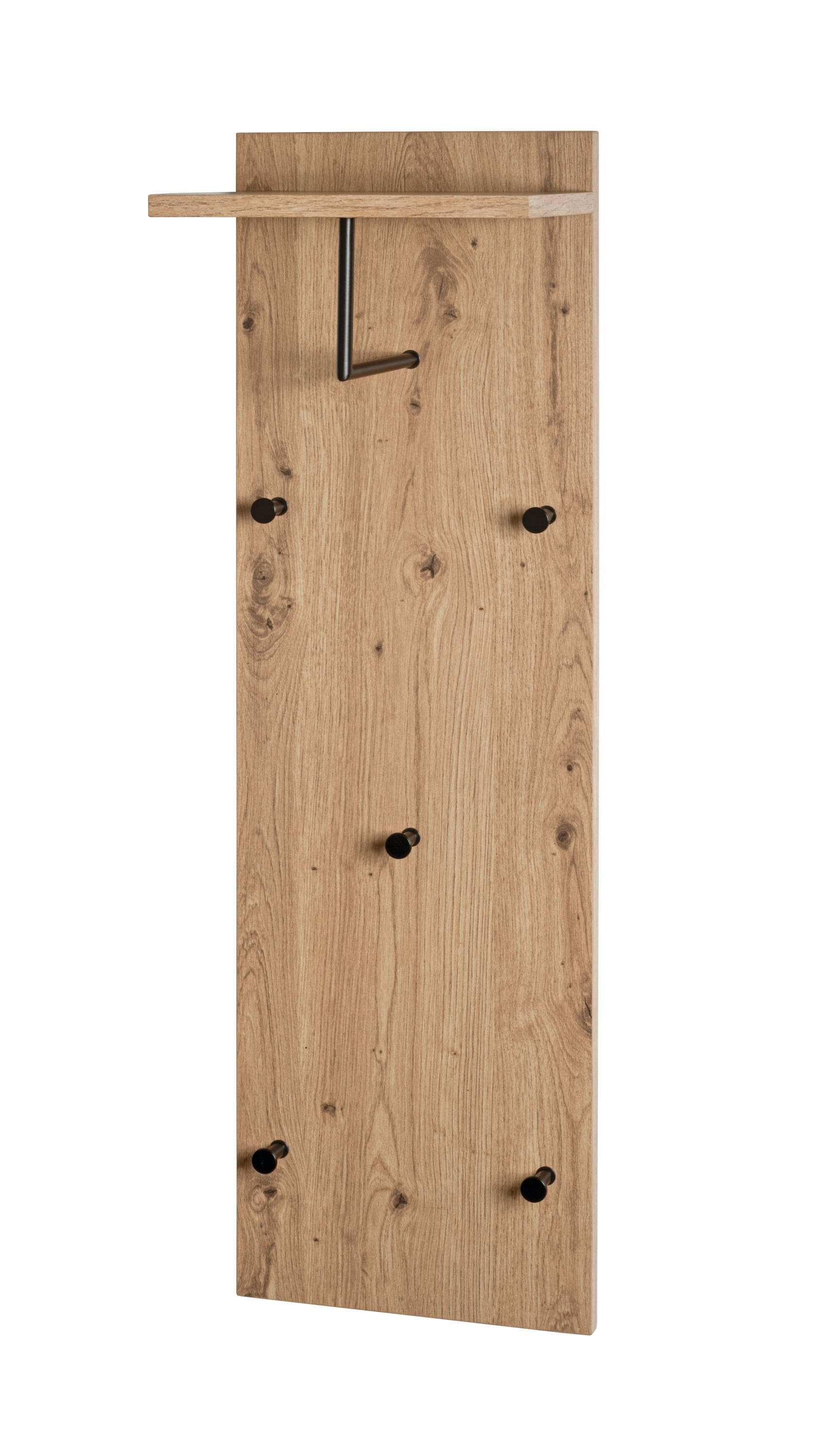 Wandgarderobe Artisan Eiche mit 5 Haken, Kleiderstange und Hutablage
