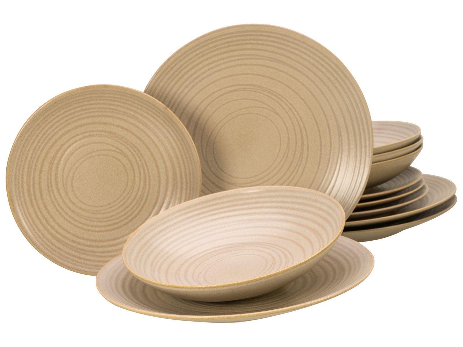 Tafelservice LAVA STONE 12-tlg. Beige Steinzeug